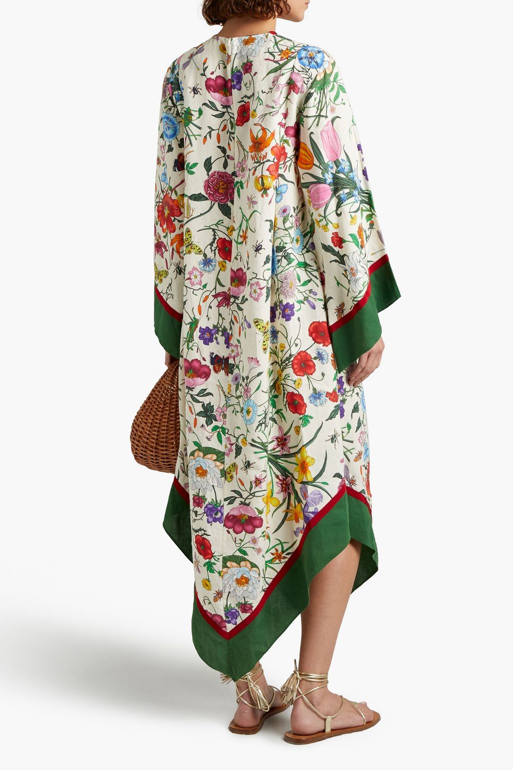 GUCCI Asymmetric floral-print linen kaftan