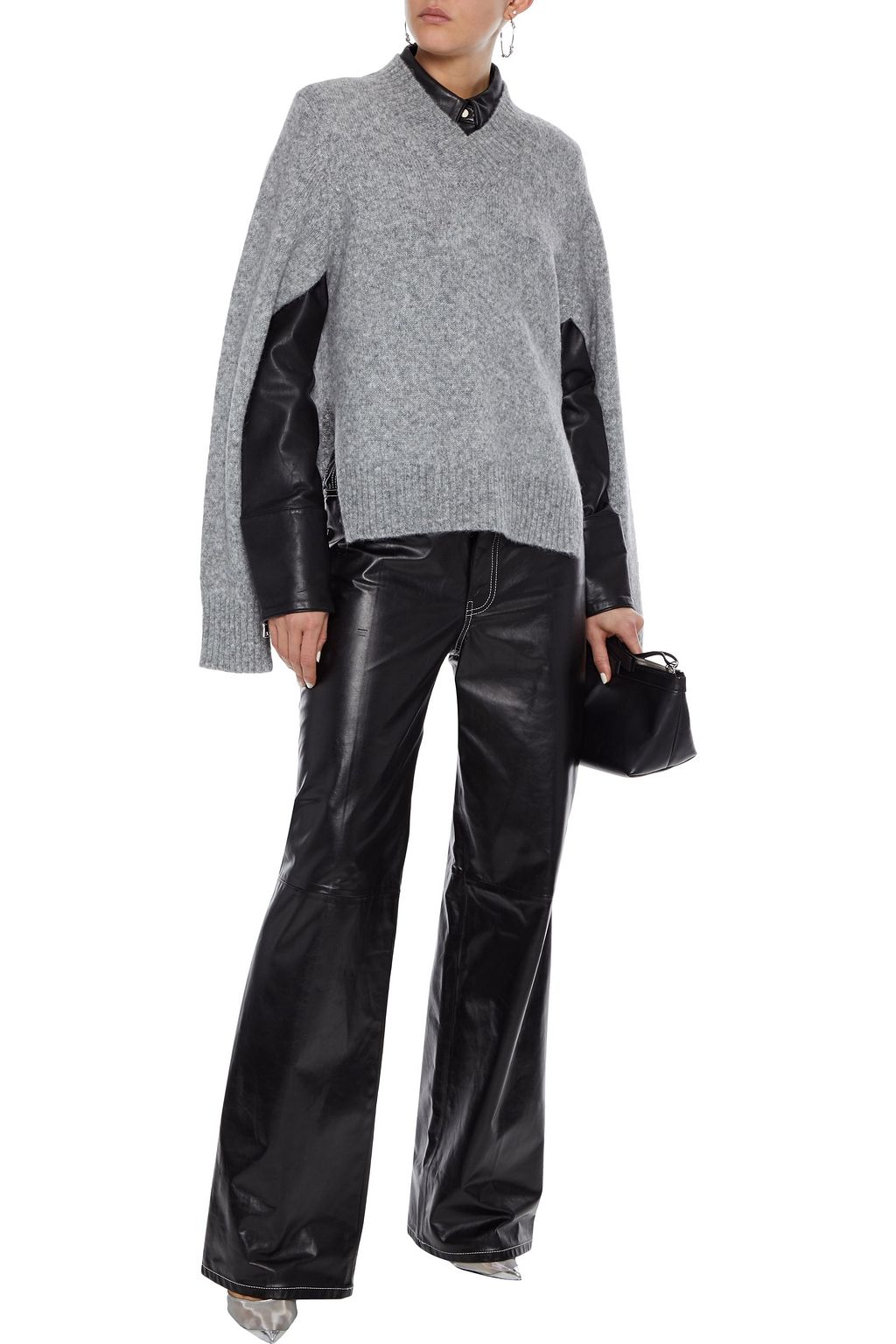 HELMUT LANG Cutout mélange brushed knitted sweater