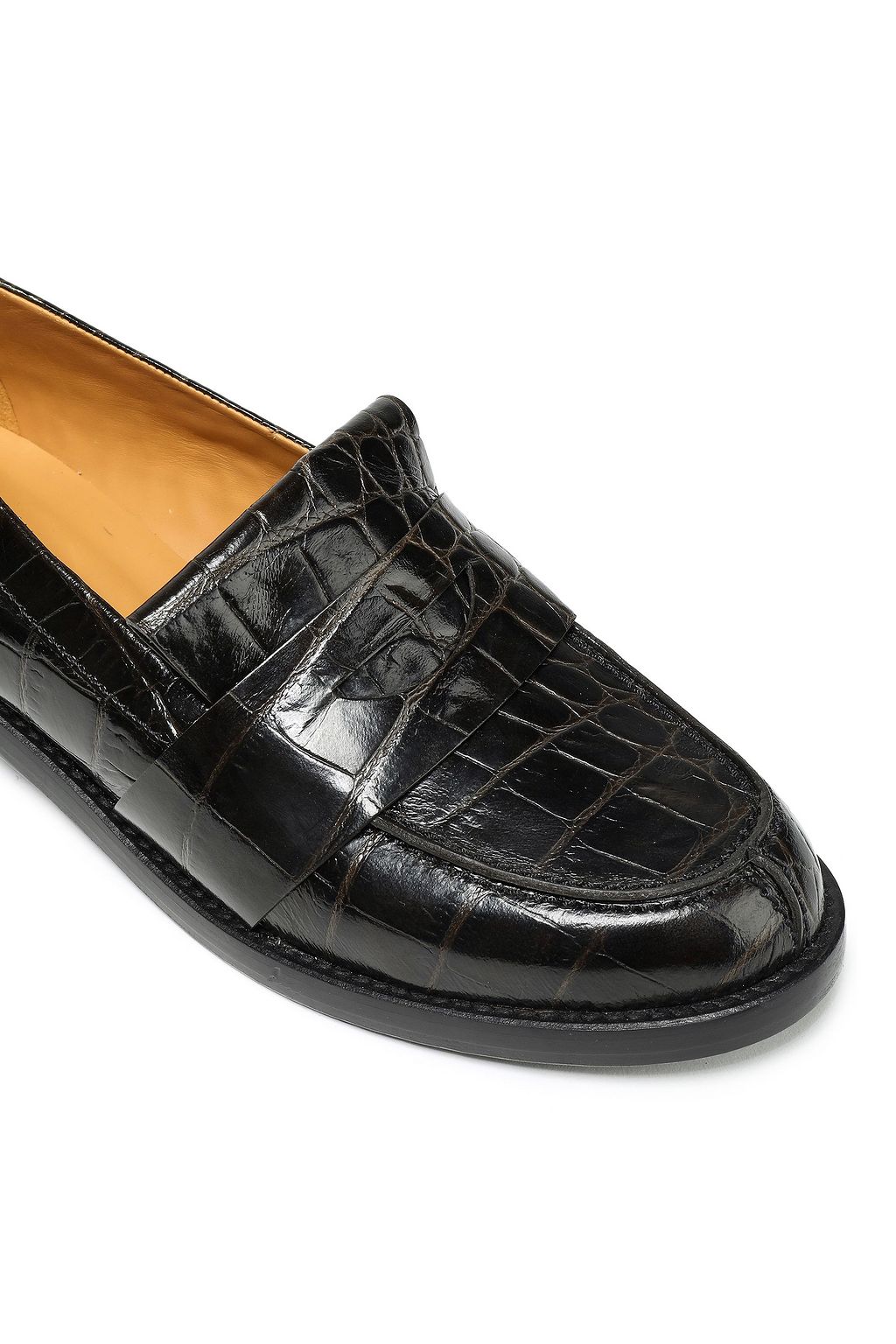 SANDRO Croc-effect leather loafers