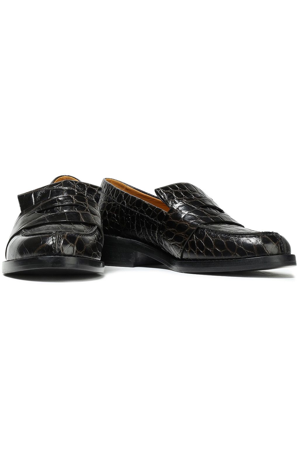 SANDRO Croc-effect leather loafers