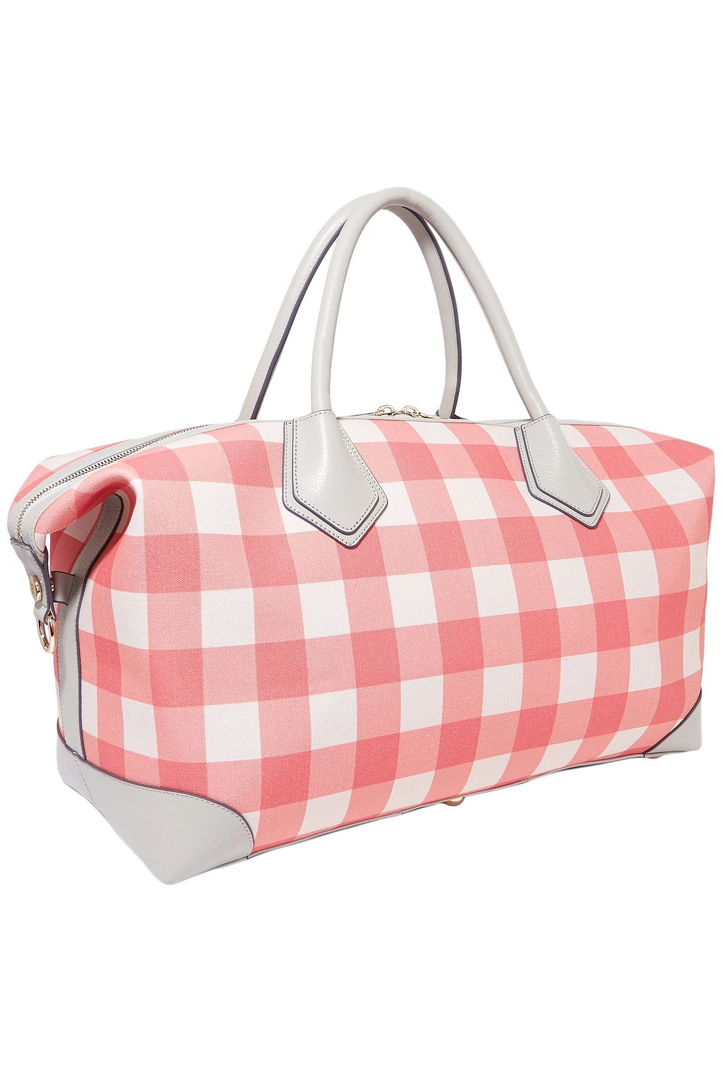 EDDIE HARROP Voyager leather-trimmed gingham canvas weekend bag