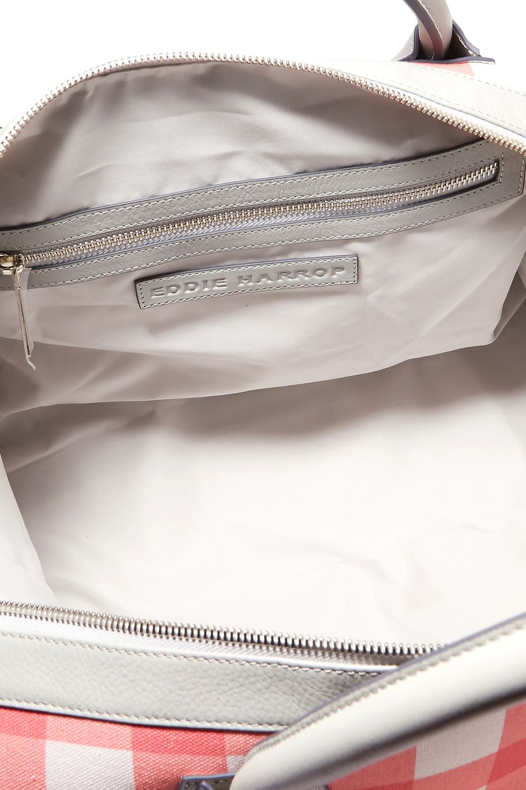 EDDIE HARROP Voyager leather-trimmed gingham canvas weekend bag