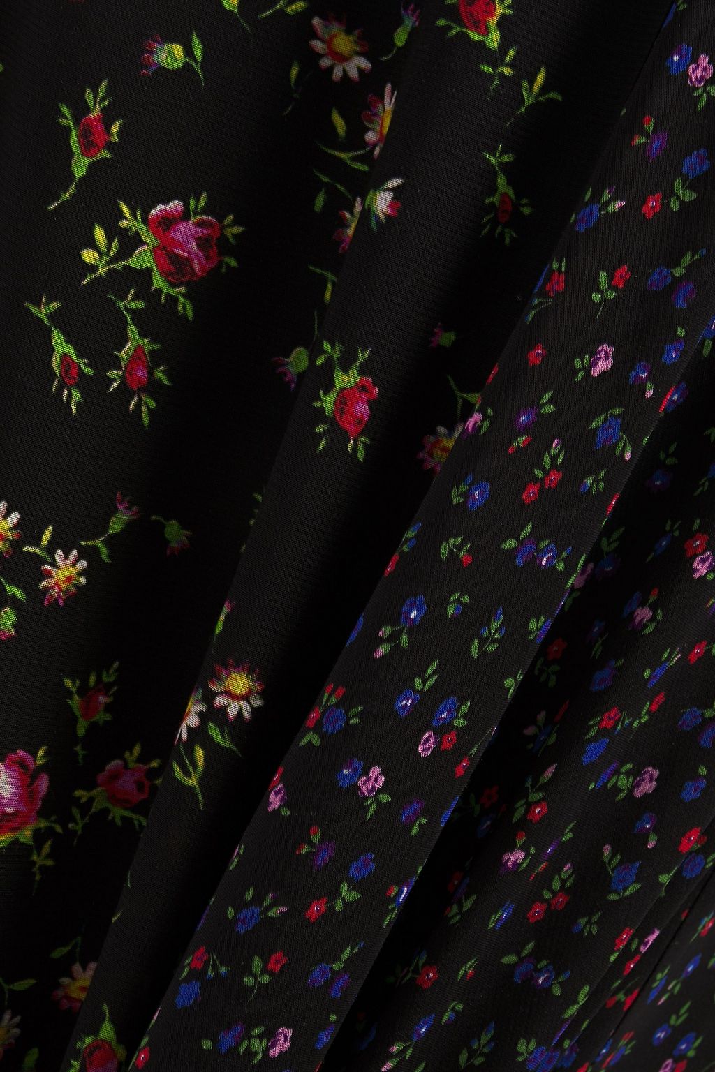 McQ Alexander McQueen Paneled floral-print crepe de chine midi skirt