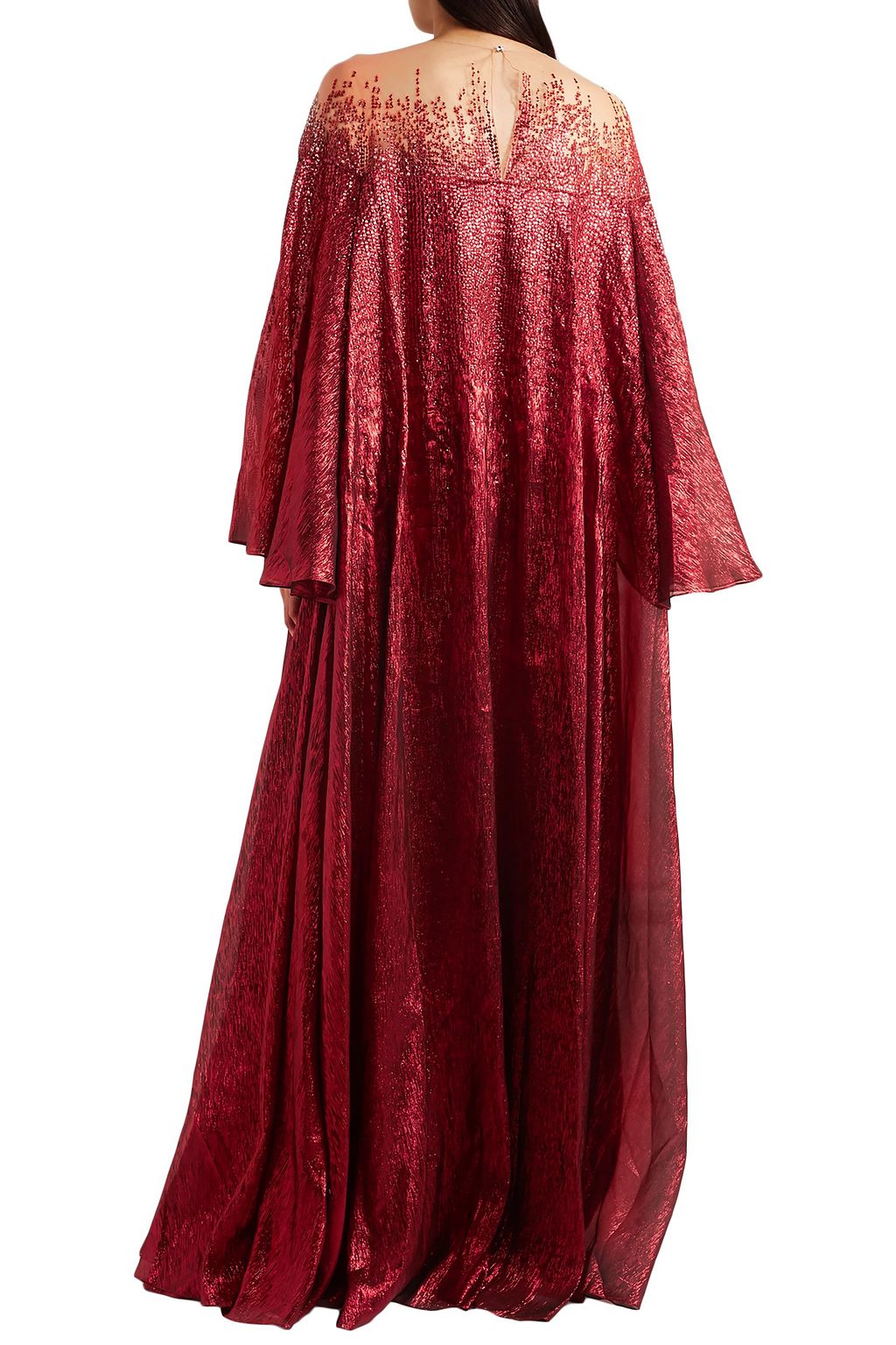 OSCAR DE LA RENTA Tulle and embellished silk-blend lamé gown