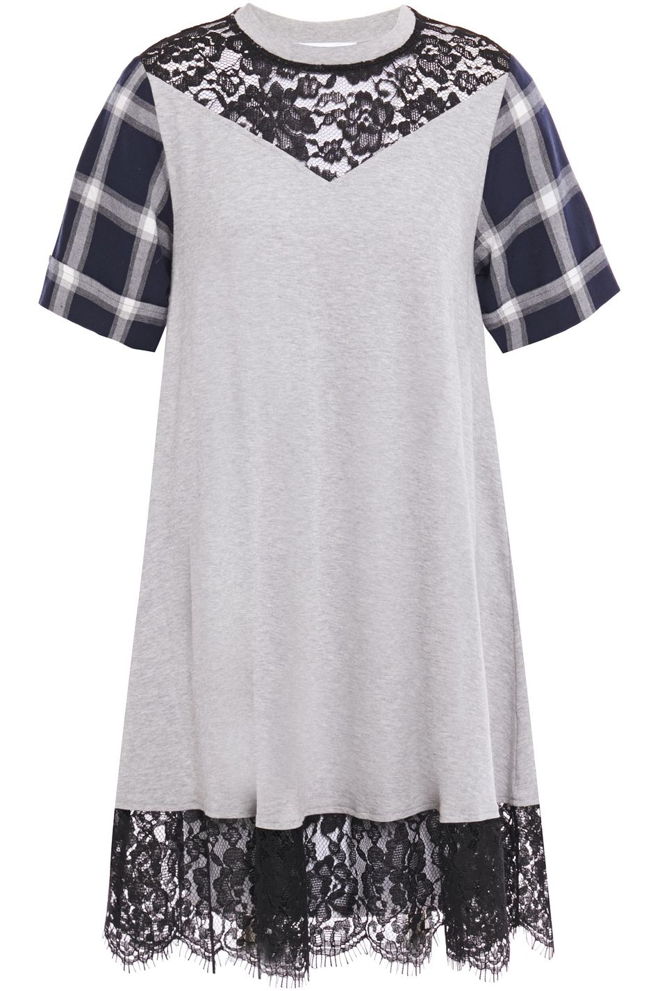 black and stone lace mini dress