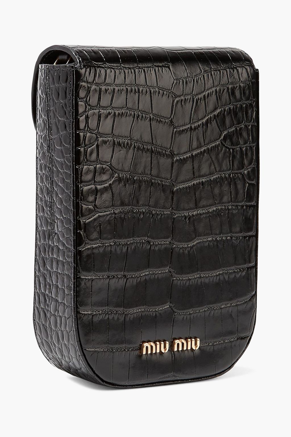 MIU MIU Solitaire crystalembellished croceffect leather shoulder bag