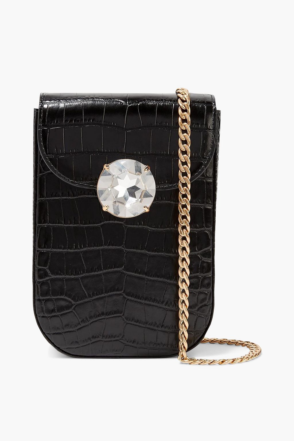 MIU MIU Solitaire crystalembellished croceffect leather shoulder bag