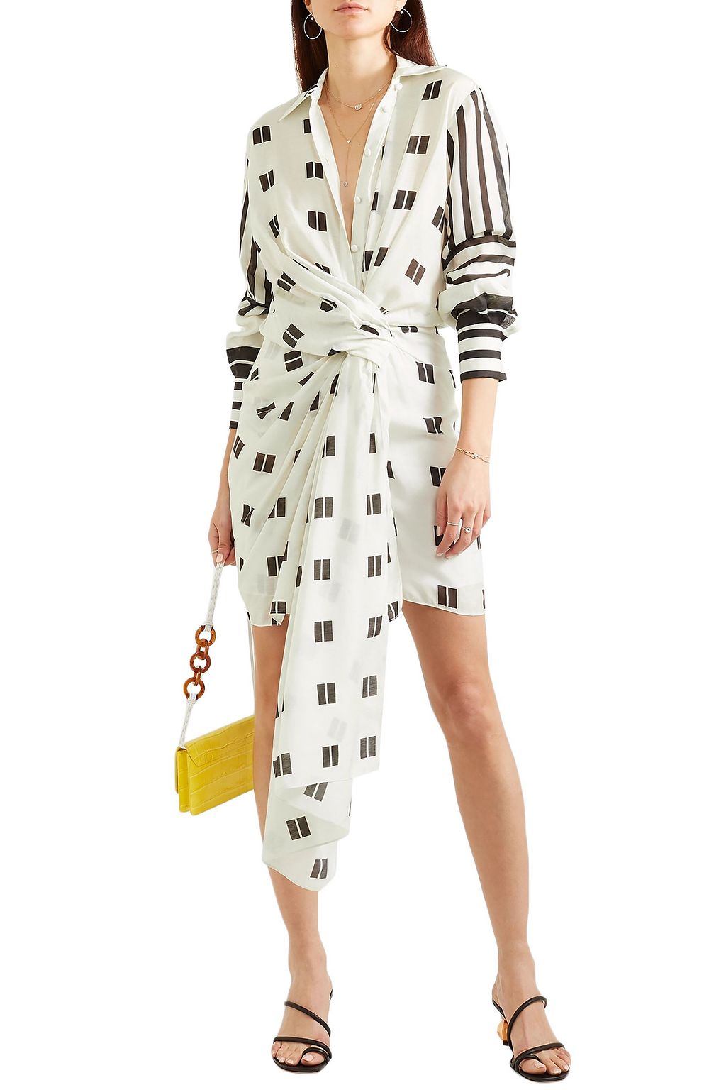 OSCAR DE LA RENTA Twist-front printed modal and silk-blend mini dress