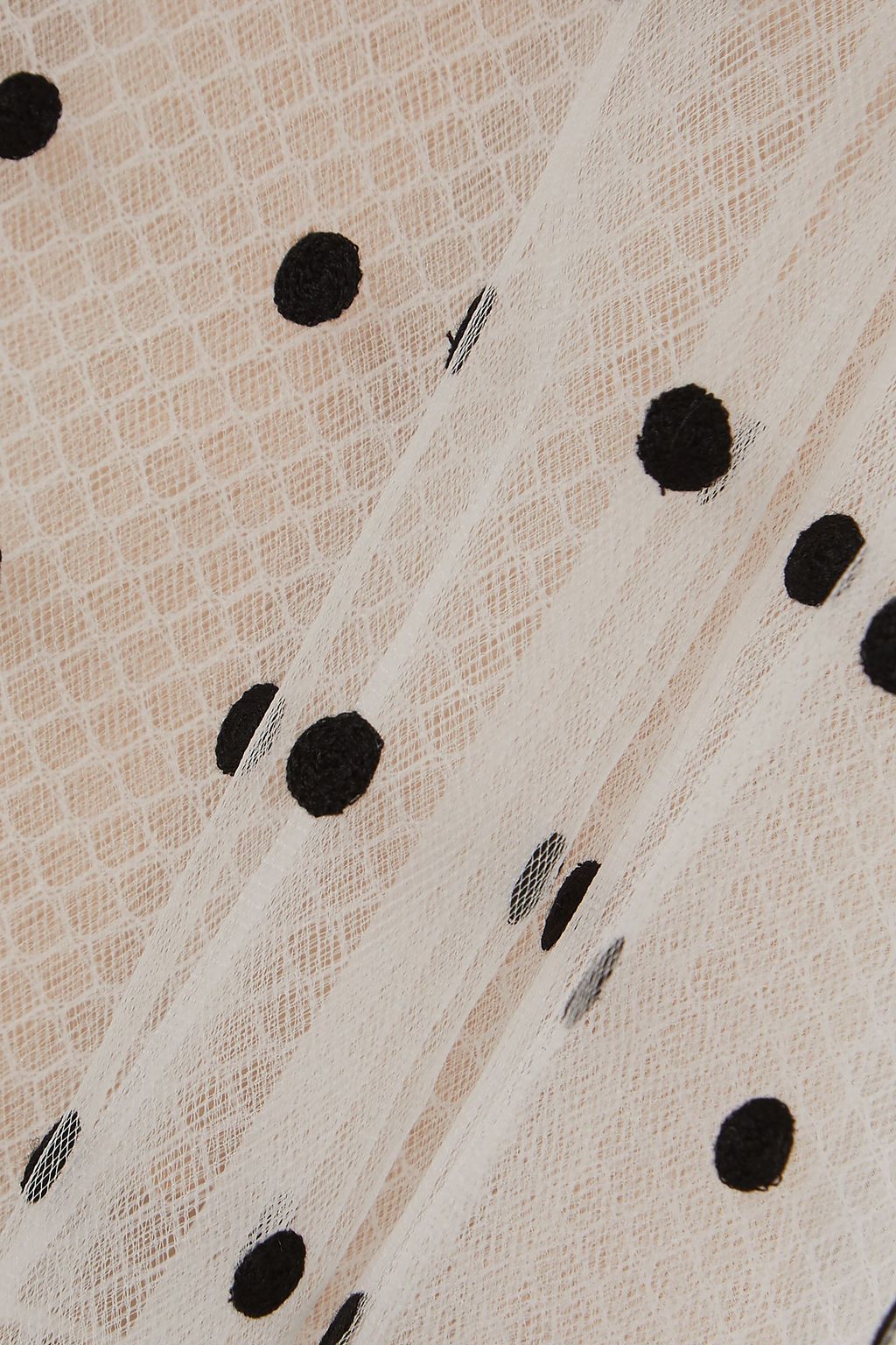 OSCAR DE LA RENTA Flared embroidered polka-dot tulle gown