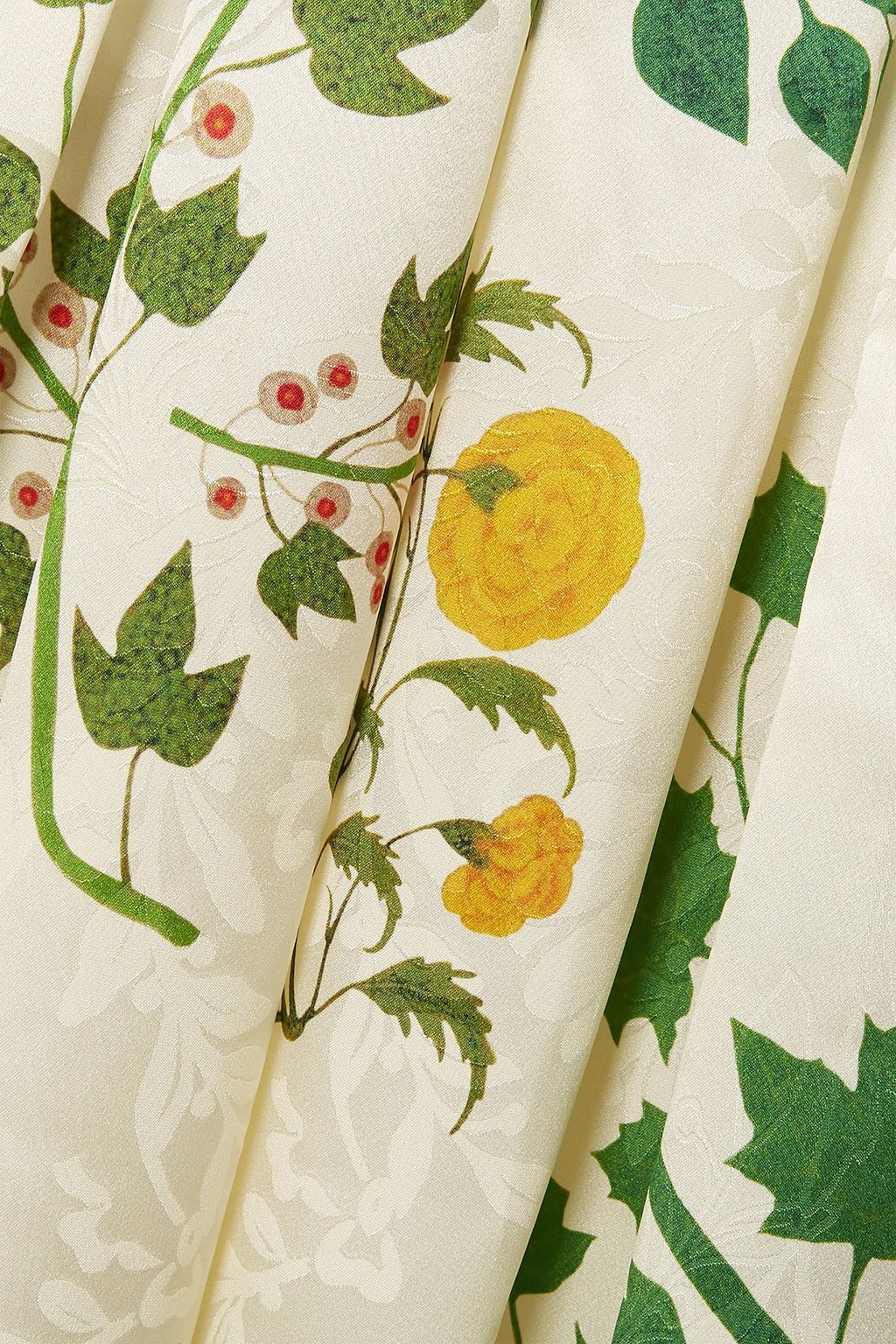 OSCAR DE LA RENTA Pleated printed silk-jacquard wide-leg pants