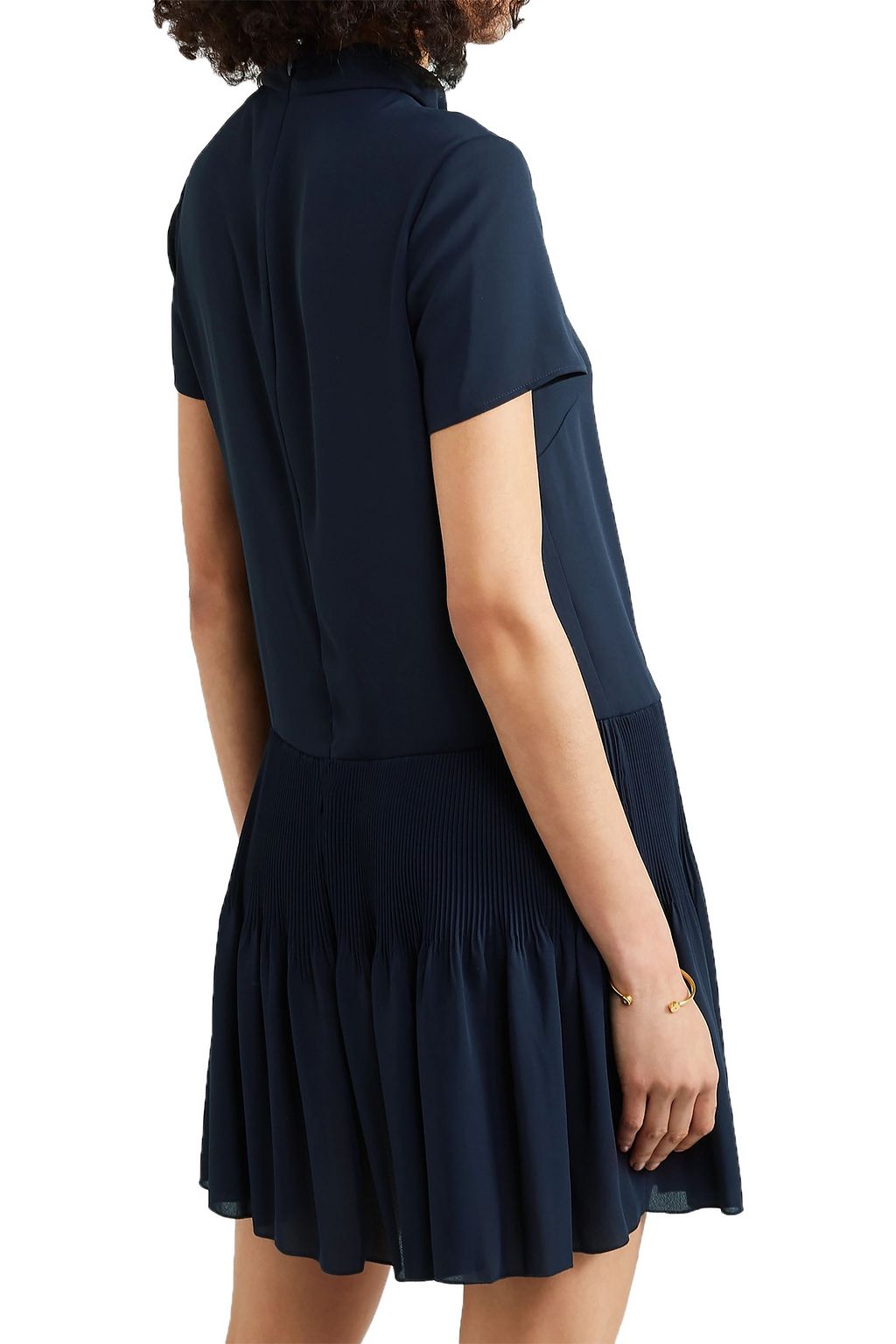 REDVALENTINO Pussy-bow pintucked georgette mini dress