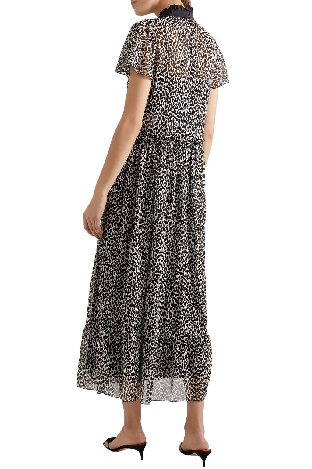 REDVALENTINO Pussy-bow leopard-print silk-blend chiffon midi dress