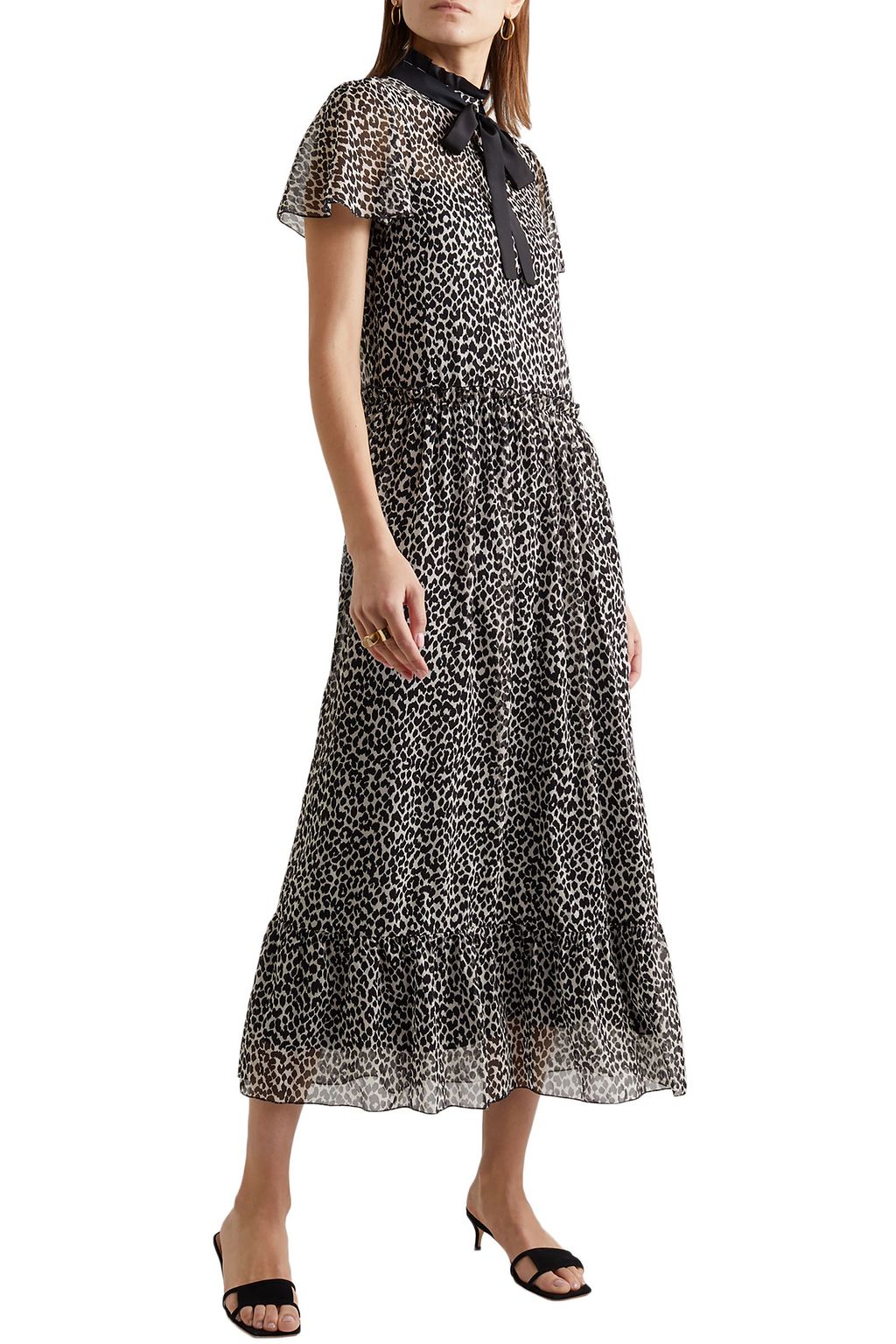 REDVALENTINO Pussy-bow leopard-print silk-blend chiffon midi dress