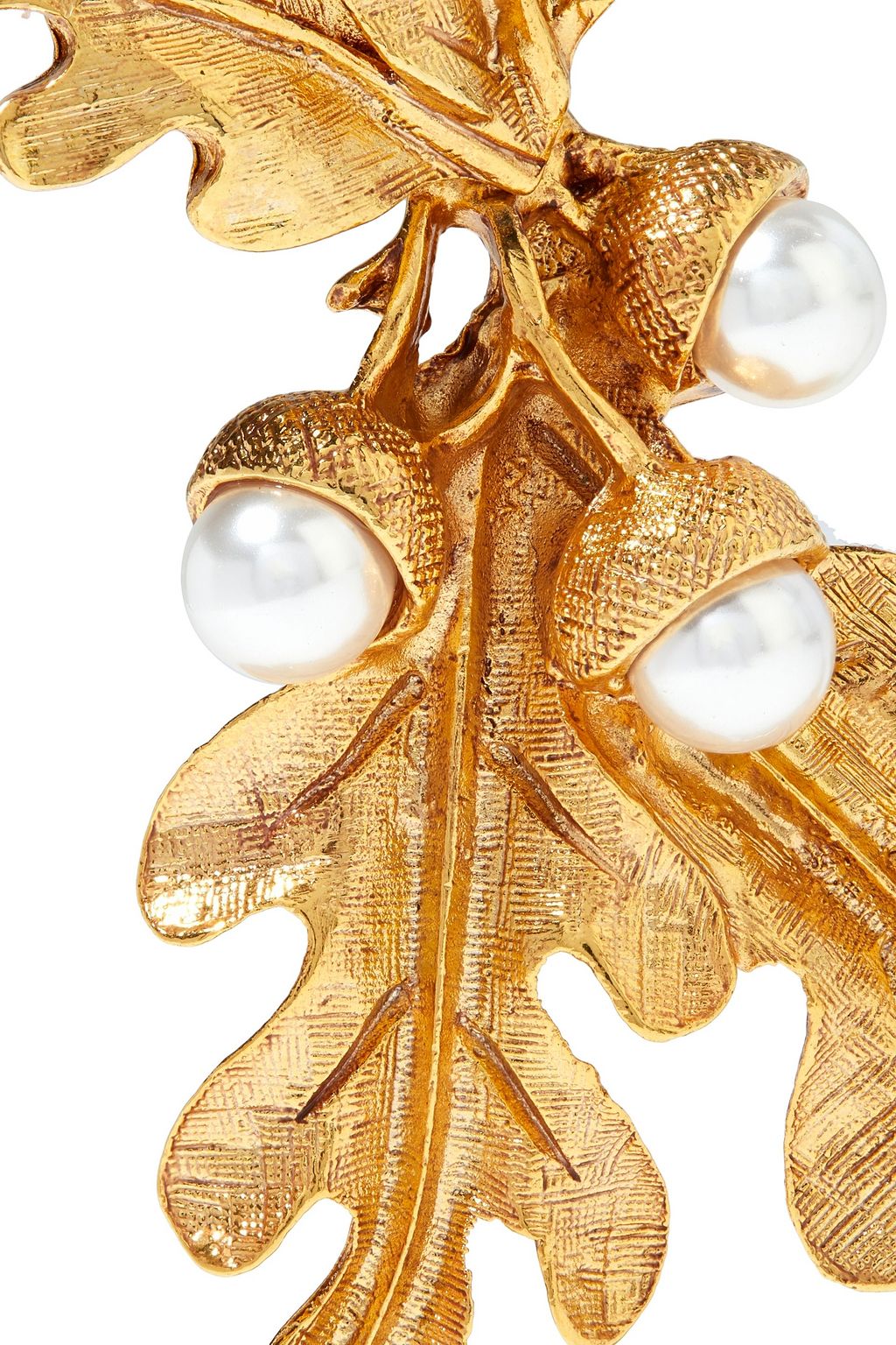 OSCAR DE LA RENTA Gold-tone faux pearl clip earrings