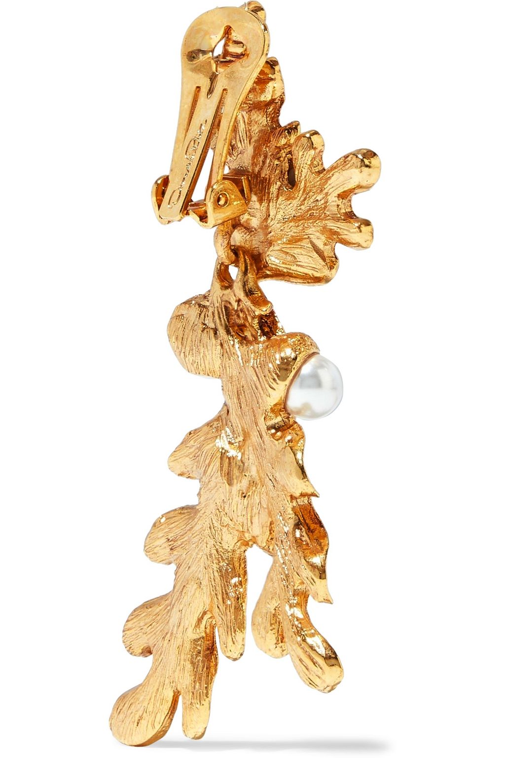 OSCAR DE LA RENTA Gold-tone faux pearl clip earrings