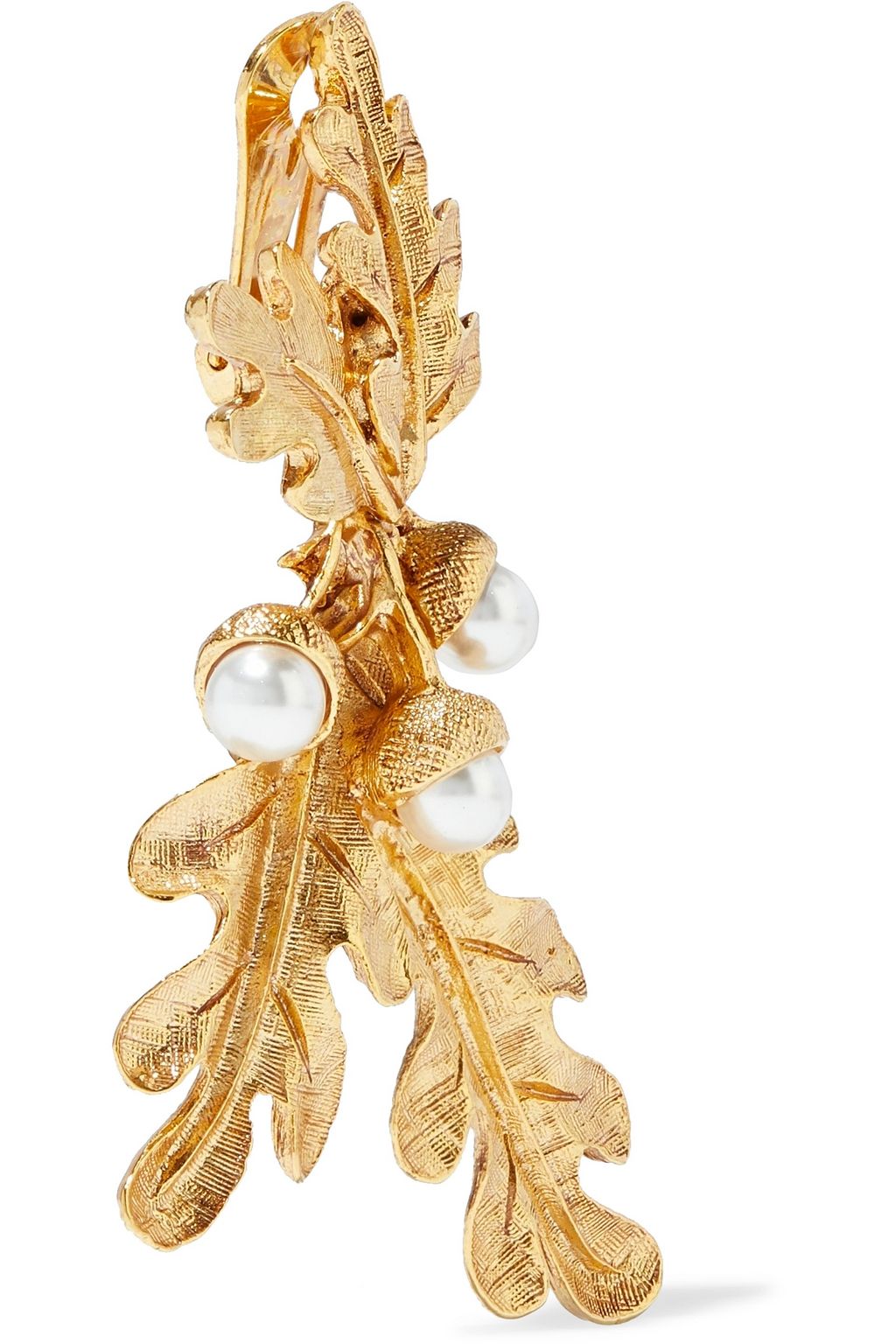 OSCAR DE LA RENTA Gold-tone faux pearl clip earrings