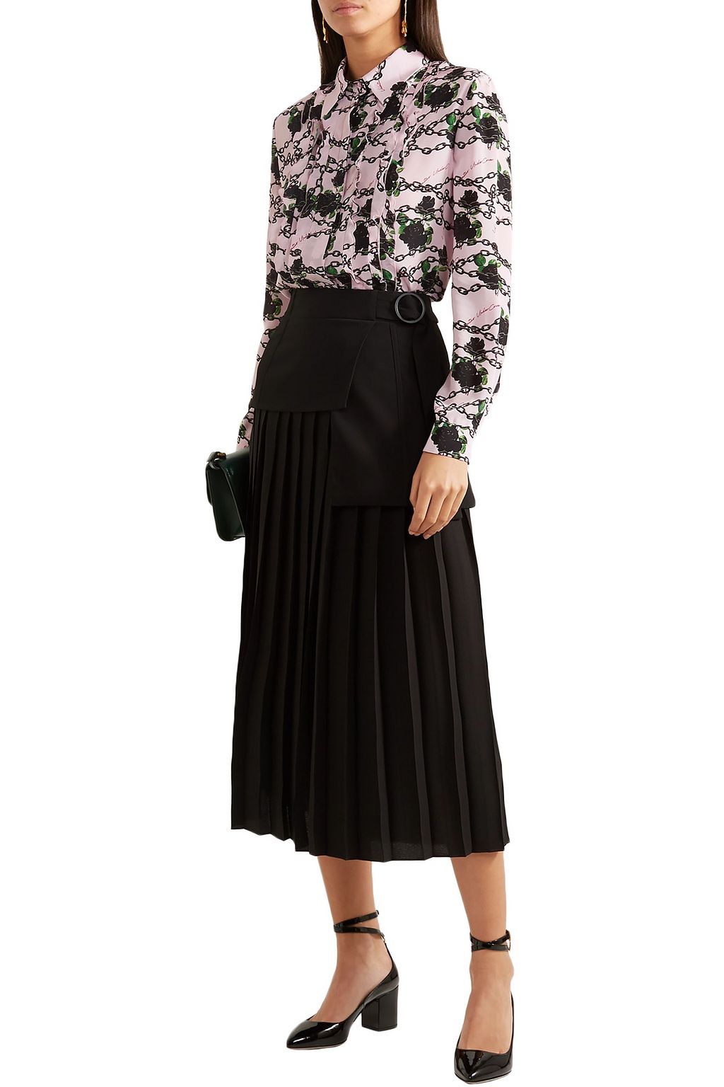VALENTINO GARAVANI Ruffled printed silk crepe de chine blouse