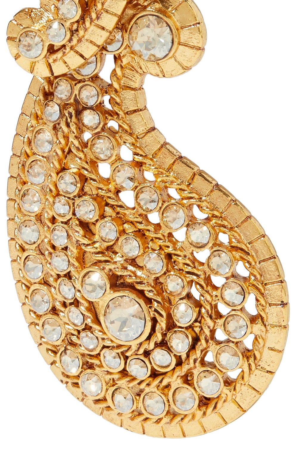 OSCAR DE LA RENTA Gold-tone crystal clip earrings
