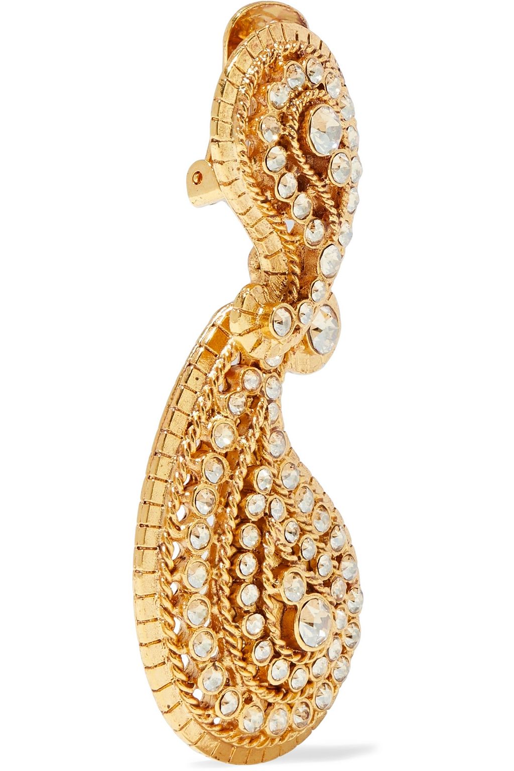 OSCAR DE LA RENTA Gold-tone crystal clip earrings