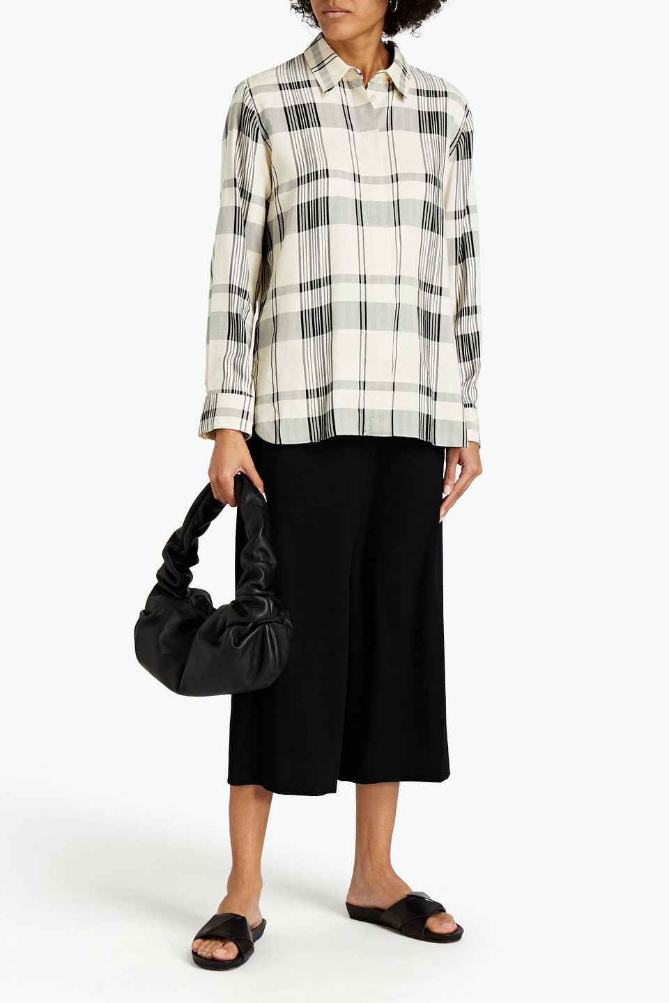 Theory Checked Twill Shirt In Neutrals