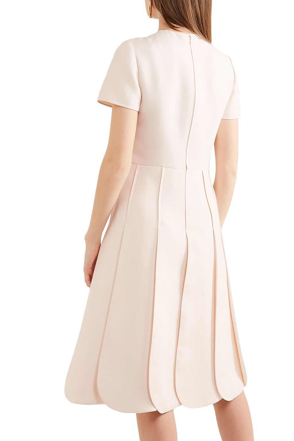 VALENTINO GARAVANI Pleated wool and silk-blend grain de poudre midi dress