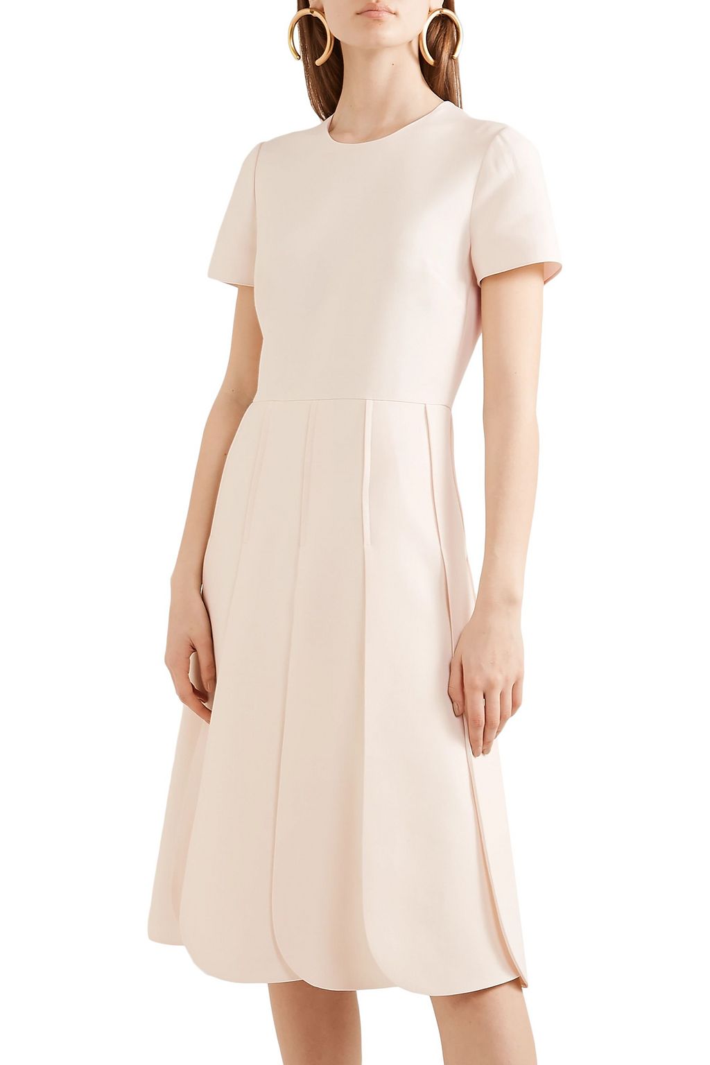 VALENTINO GARAVANI Pleated wool and silk-blend grain de poudre midi dress