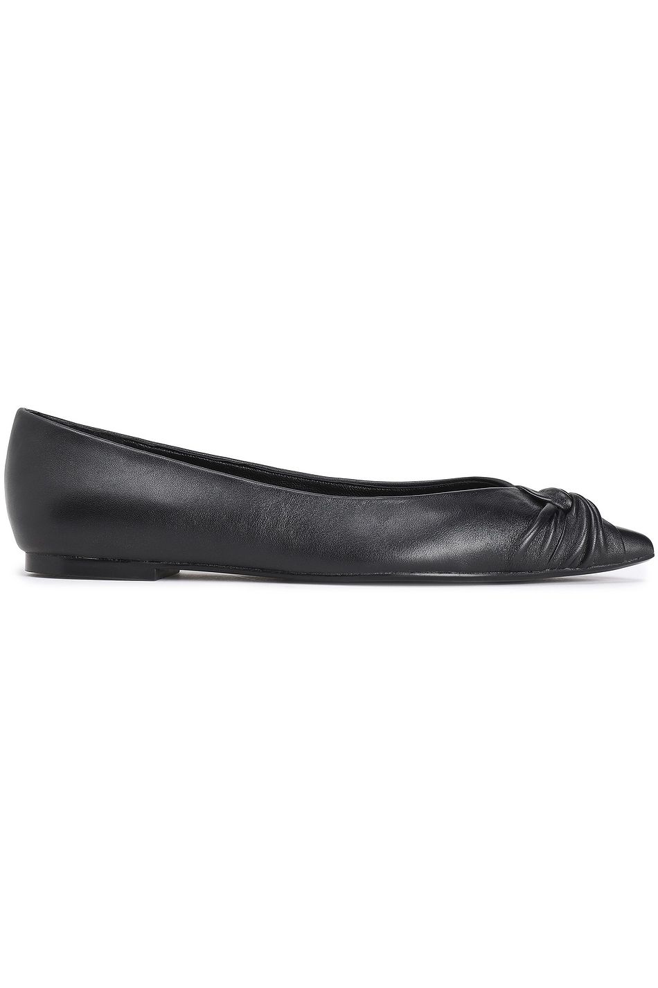black leather pointed flats