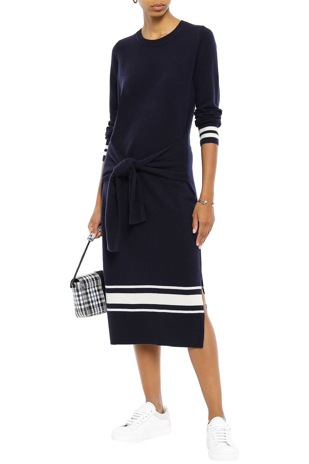 SANDRO Wool and cashmere-blend midi dress