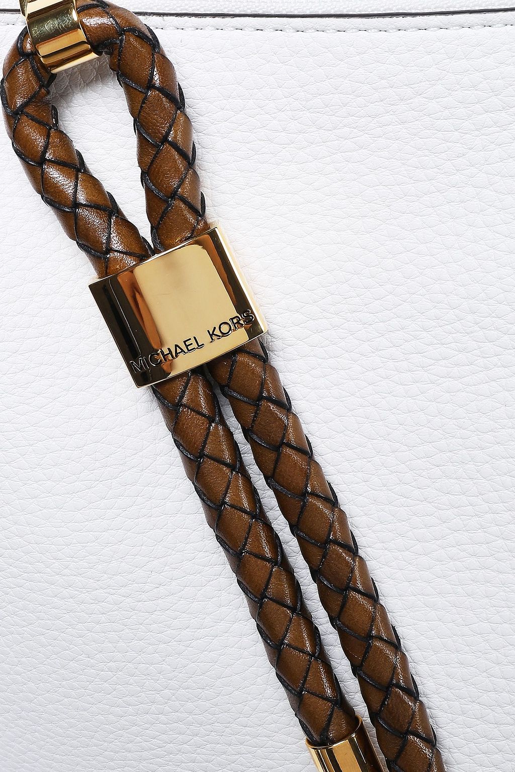MICHAEL KORS COLLECTION Braid-trimmed textured-leather shoulder bag