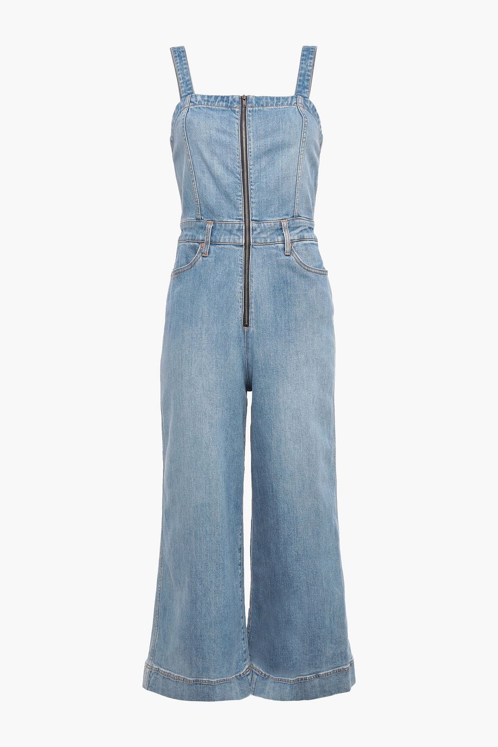 cropped denim jumpsuit