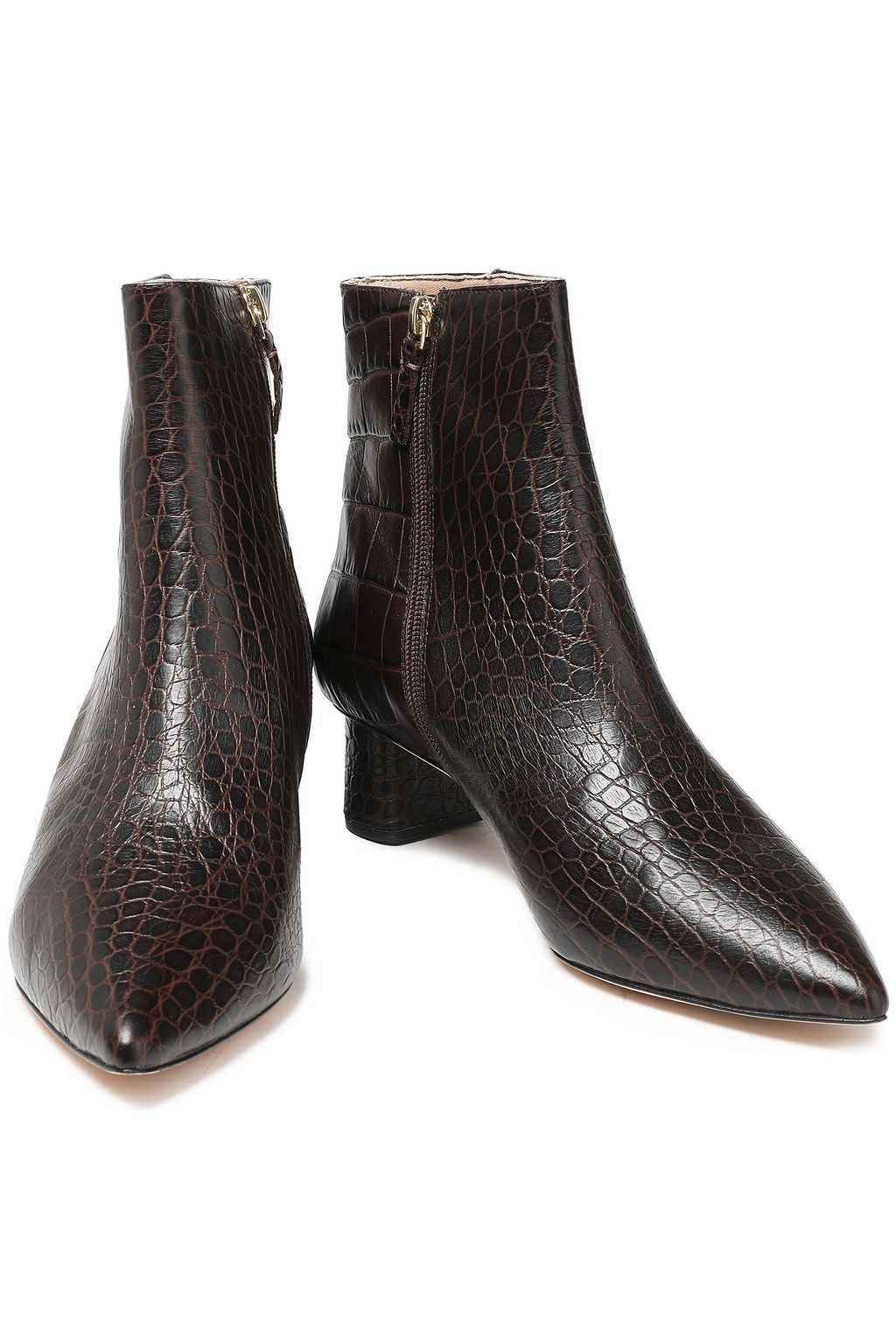 croc leather ankle boots