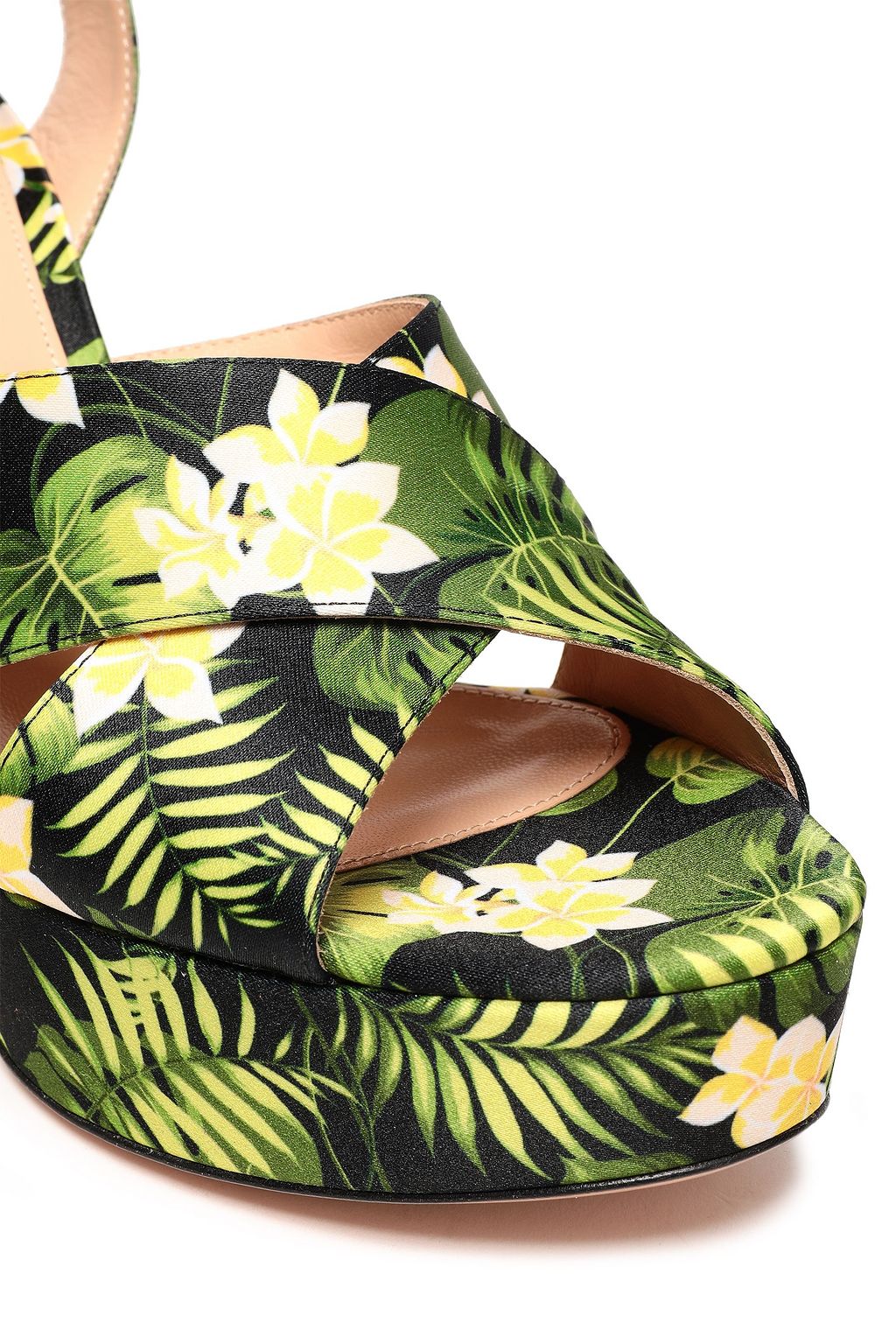 GIANVITO ROSSI Roxy floral-print satin platform sandals