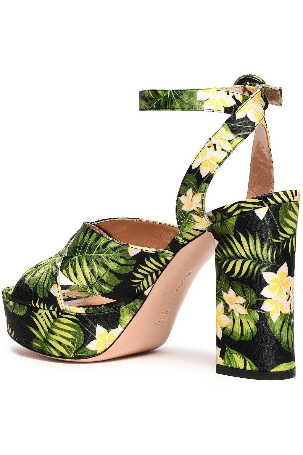 GIANVITO ROSSI Roxy floral-print satin platform sandals