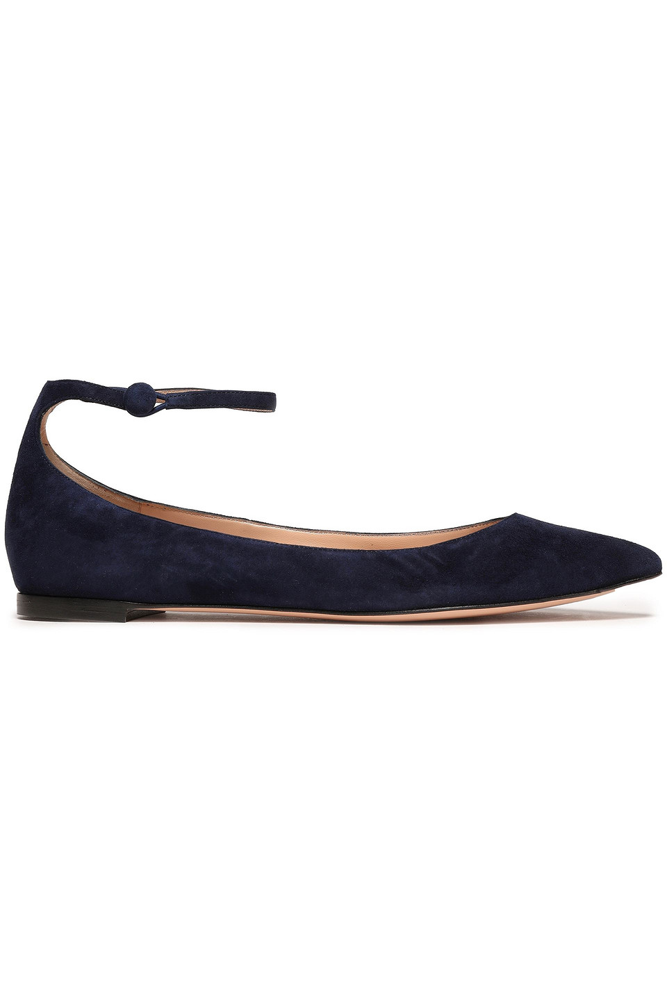 Gianvito Rossi Woman Vivian Suede Point-toe Flats Midnight Blue Size 38