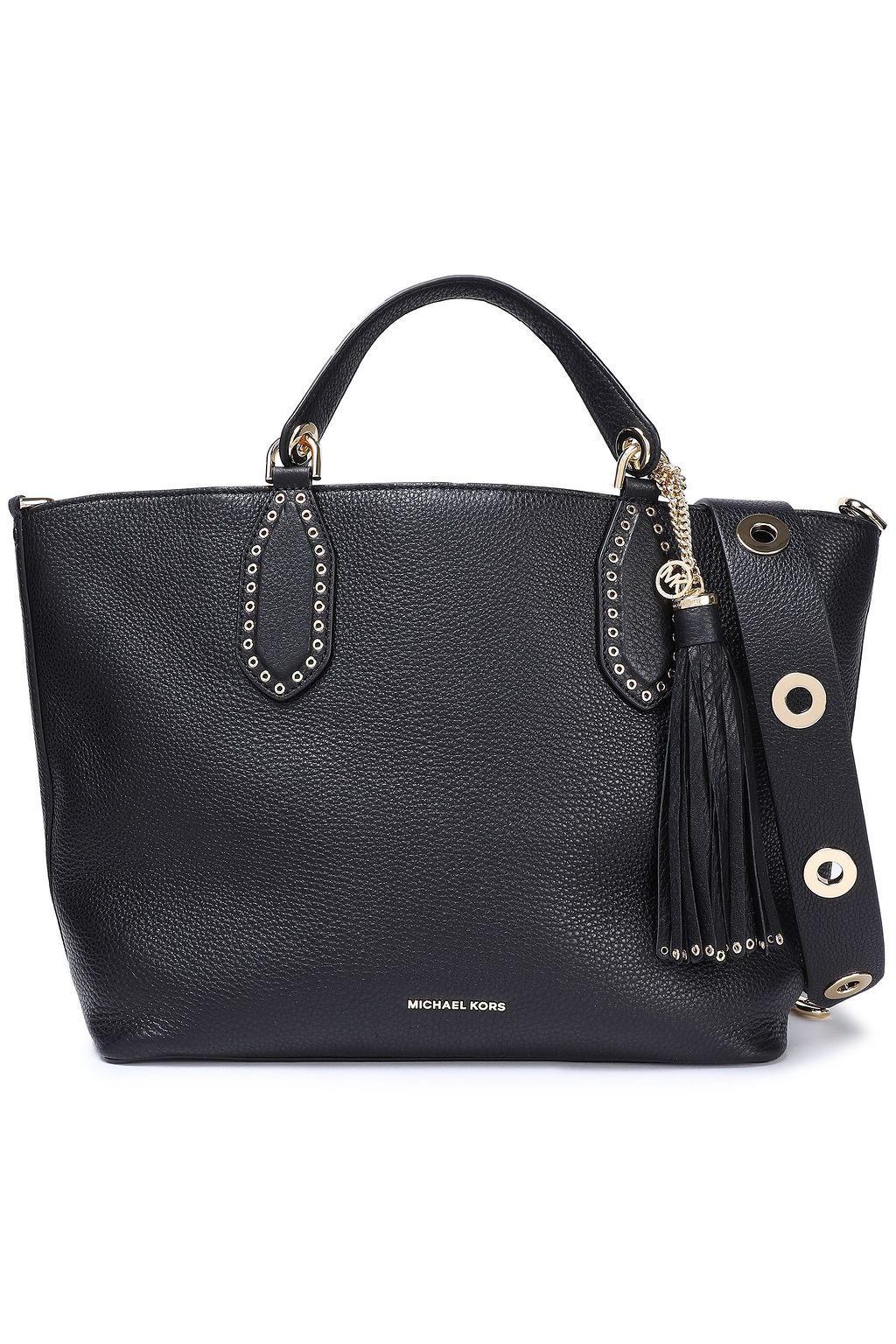 michael kors brooklyn large leather shoulder bag black