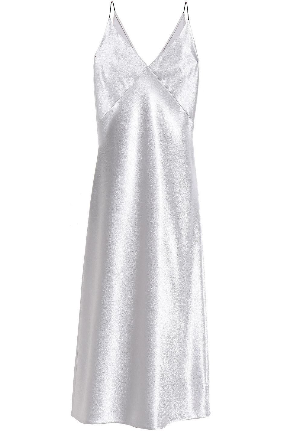 white satin midi dress