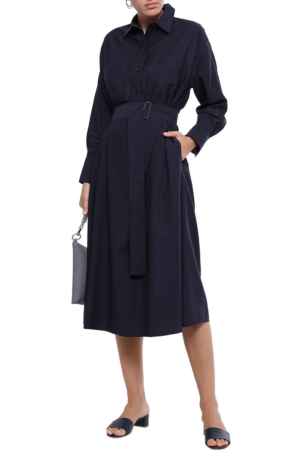 VINCE. Twill midi shirt dress