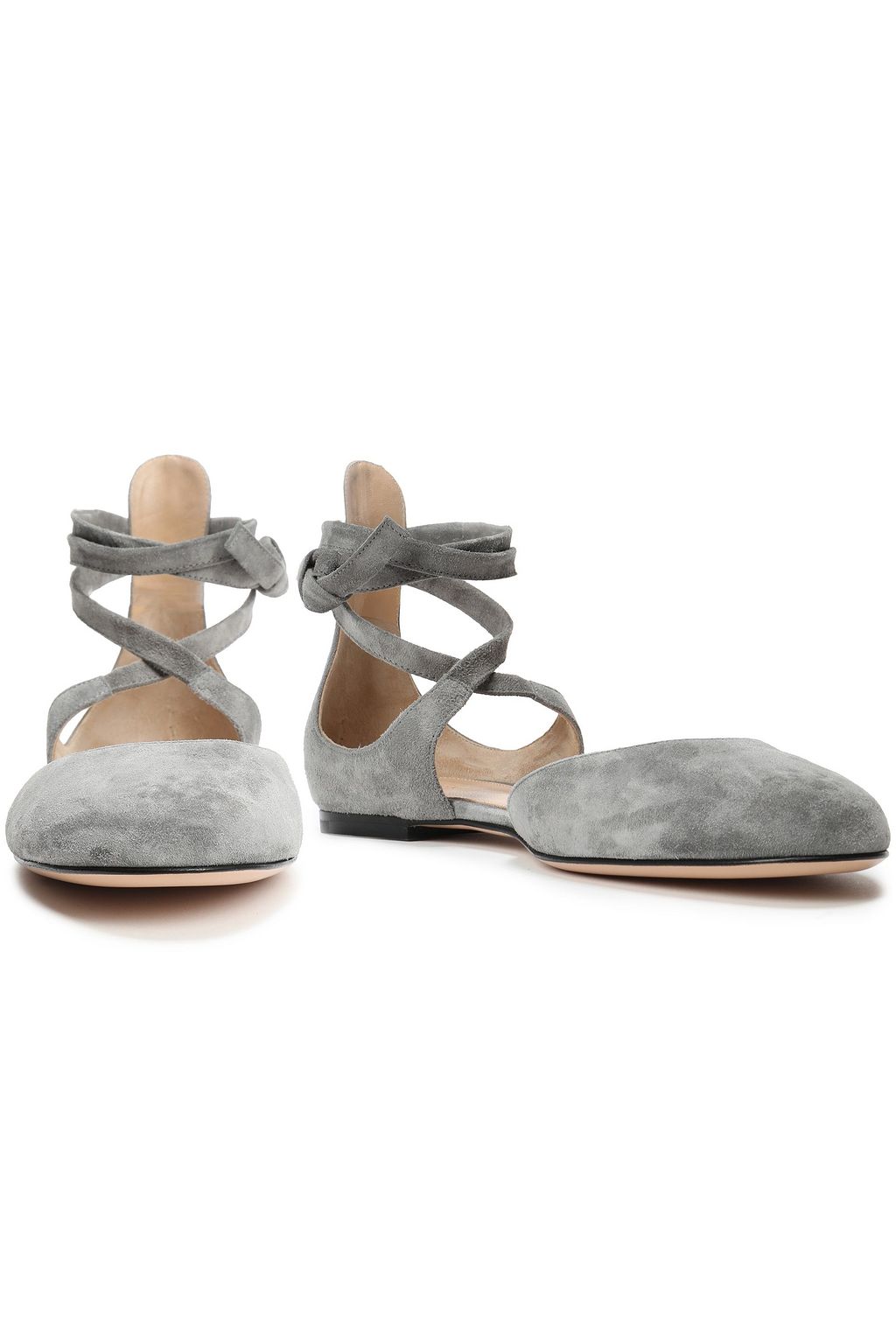 GIANVITO ROSSI Pina lace-up suede ballet flats
