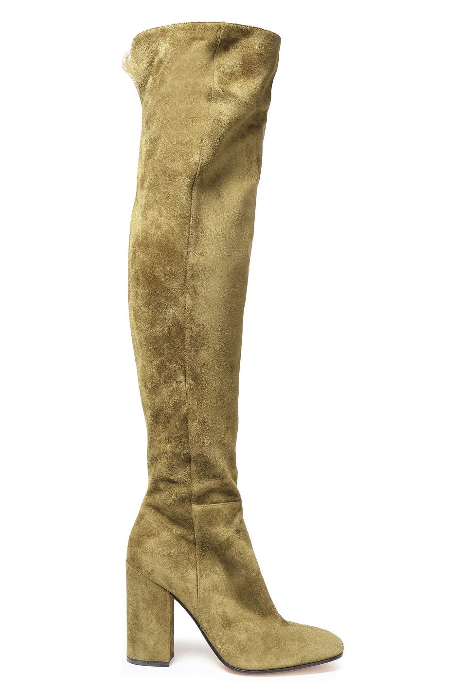 green suede over the knee boots