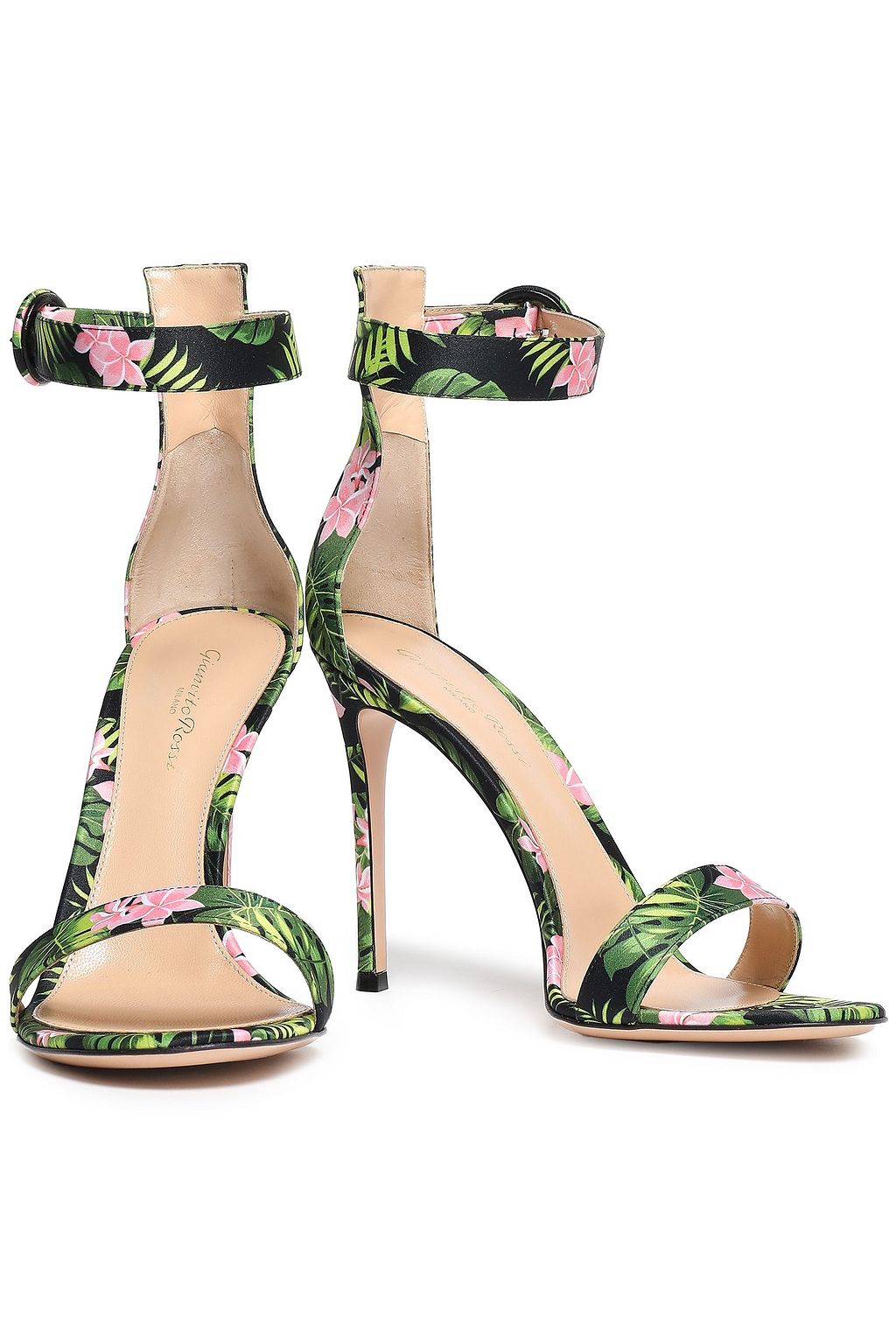 GIANVITO ROSSI Portofino 105 floral-print satin sandals