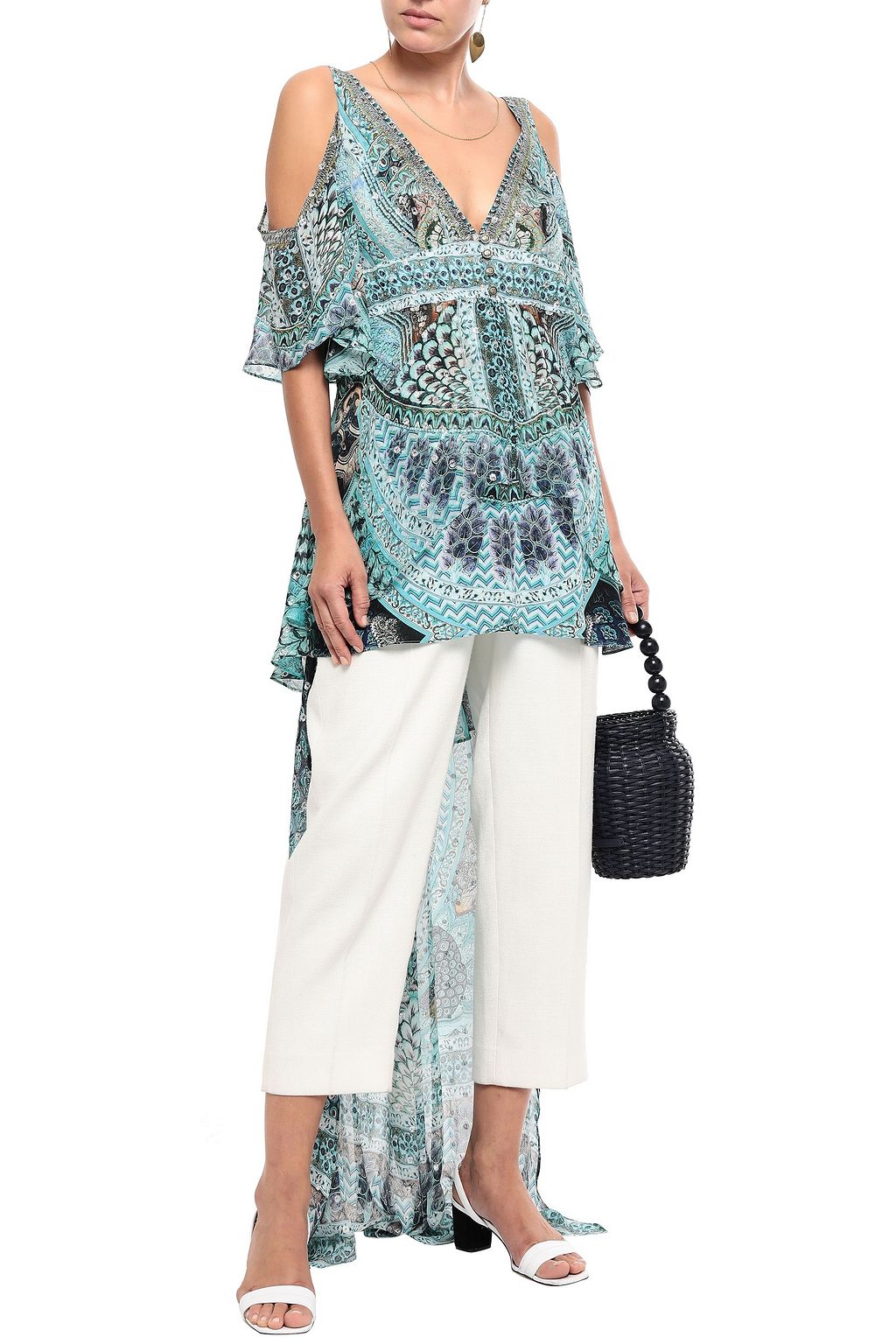 peplum cold shoulder top