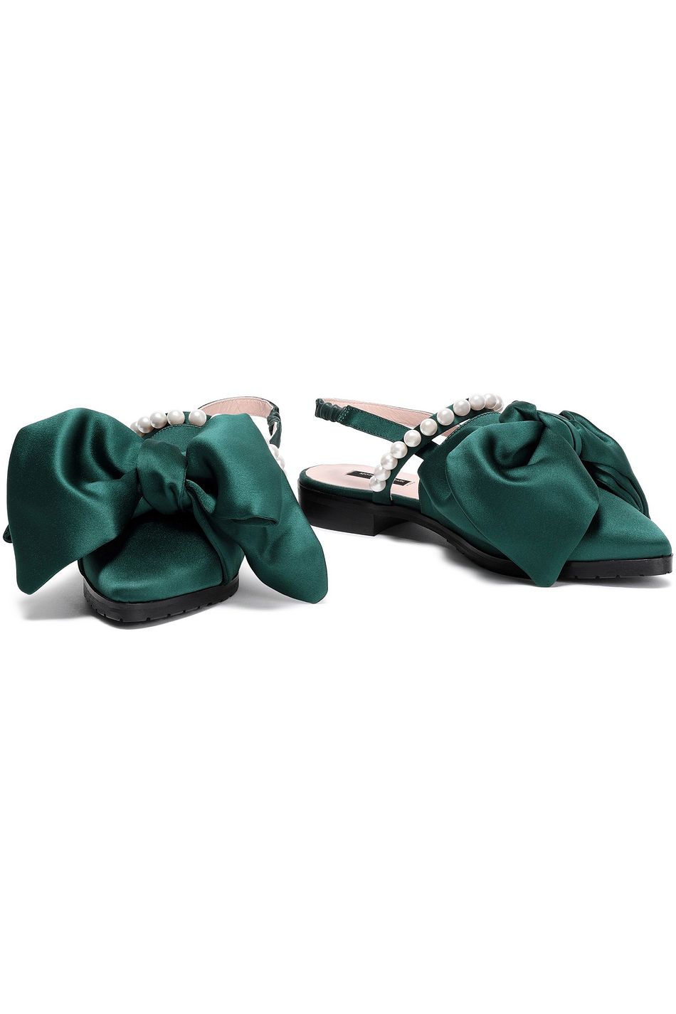 green satin flats