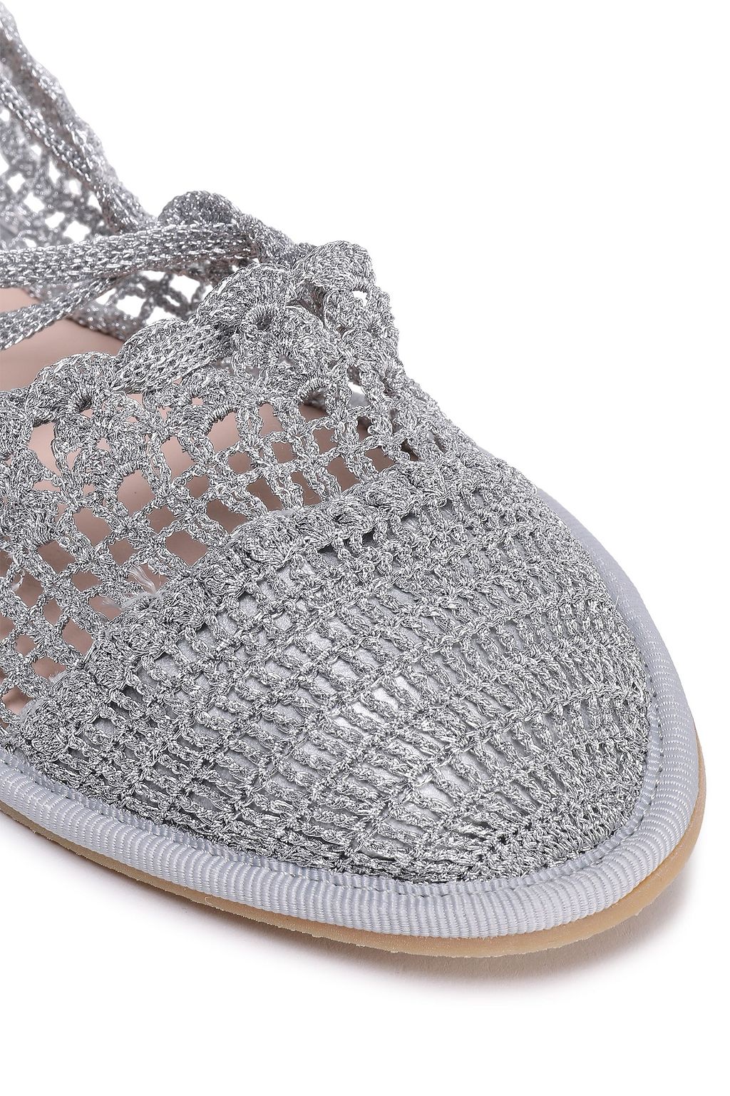 ALEXACHUNG Lace-up crochet-knit ballet flats
