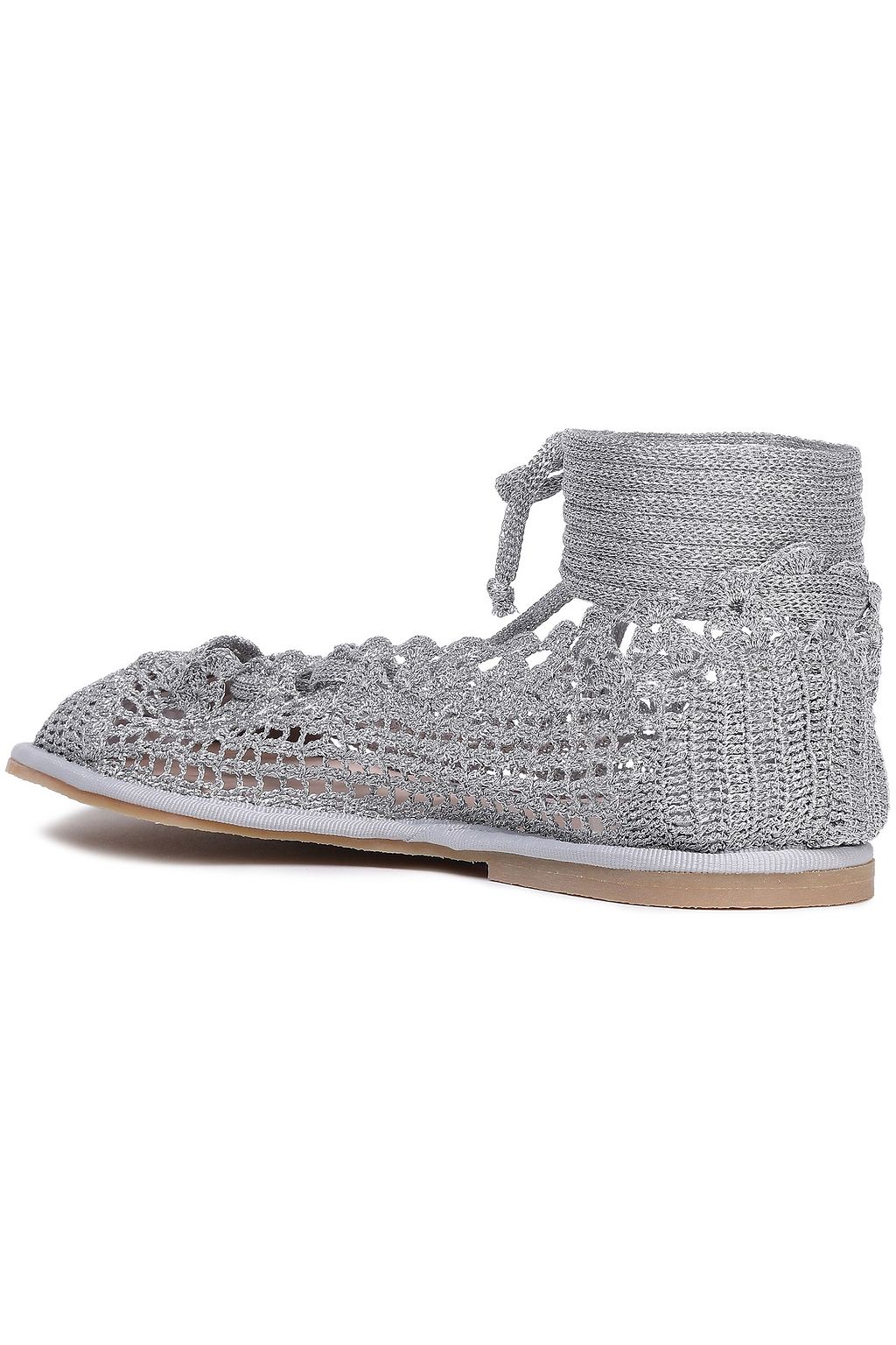 ALEXACHUNG Lace-up crochet-knit ballet flats