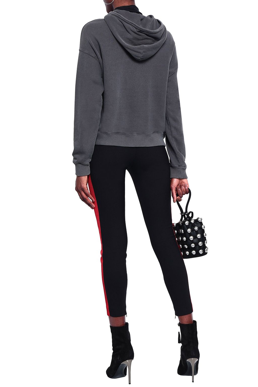 MCQUEEN Cropped grosgrain-trimmed wool-blend skinny pants