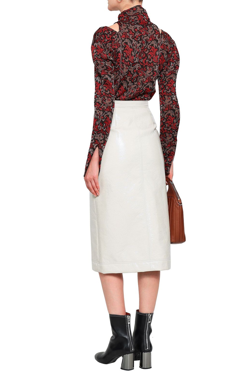 CHLOÉ Cutout metallic jacquard-knit turtleneck sweater