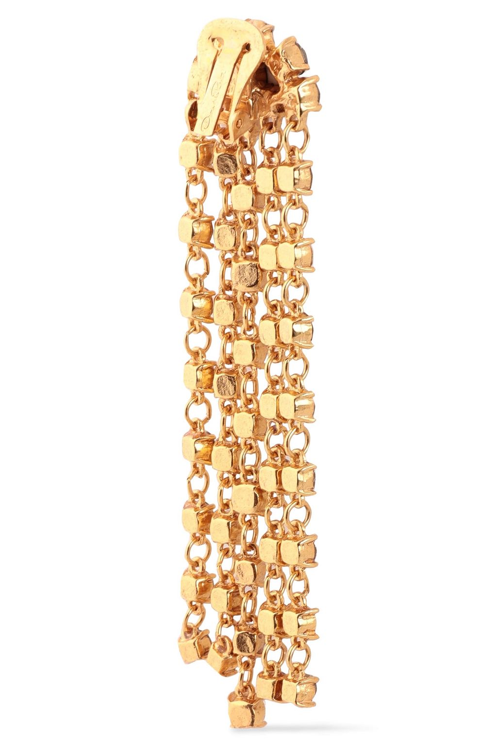 OSCAR DE LA RENTA Gunmetal-tone crystal clip earrings