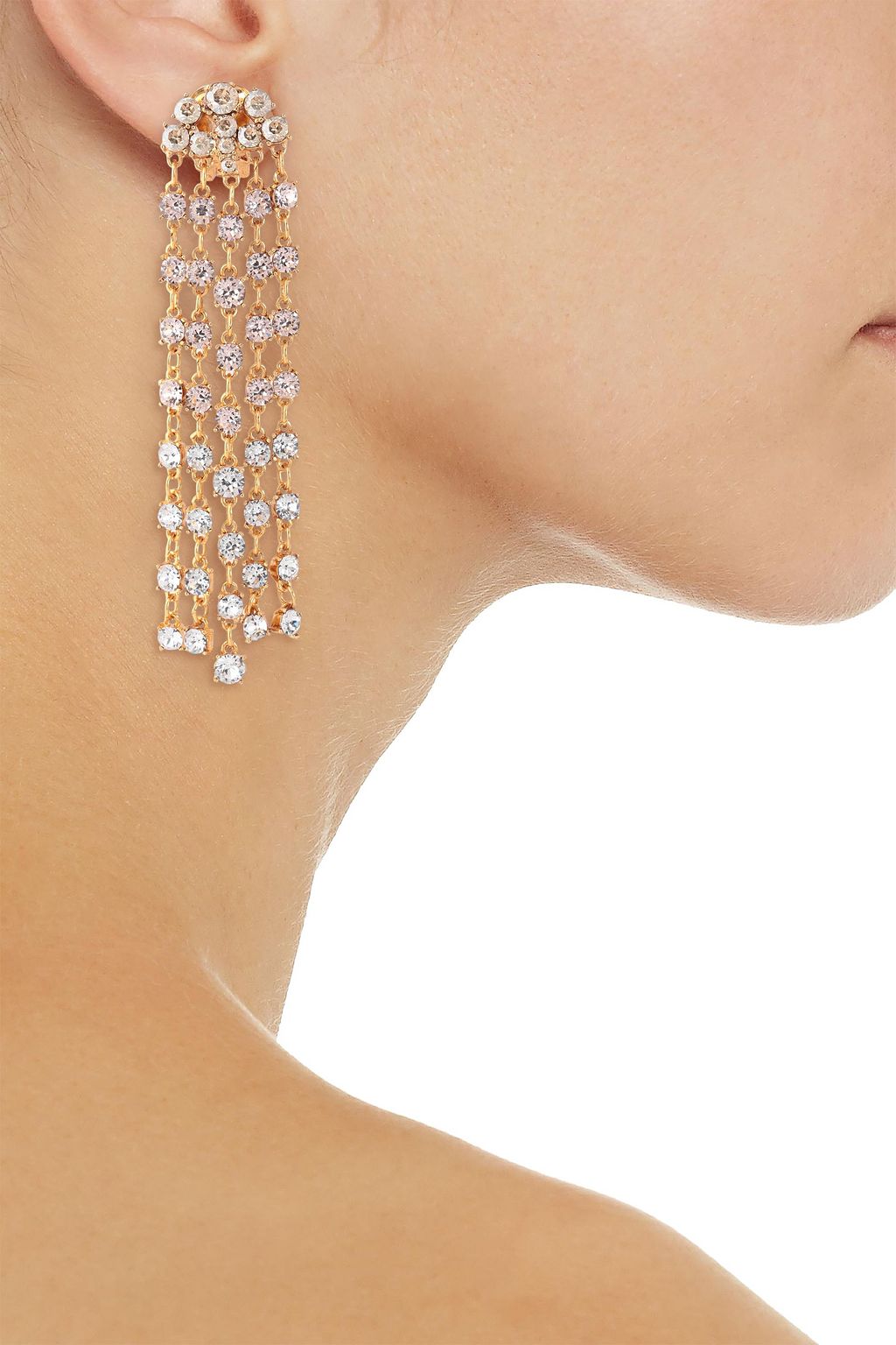 OSCAR DE LA RENTA Gunmetal-tone crystal clip earrings