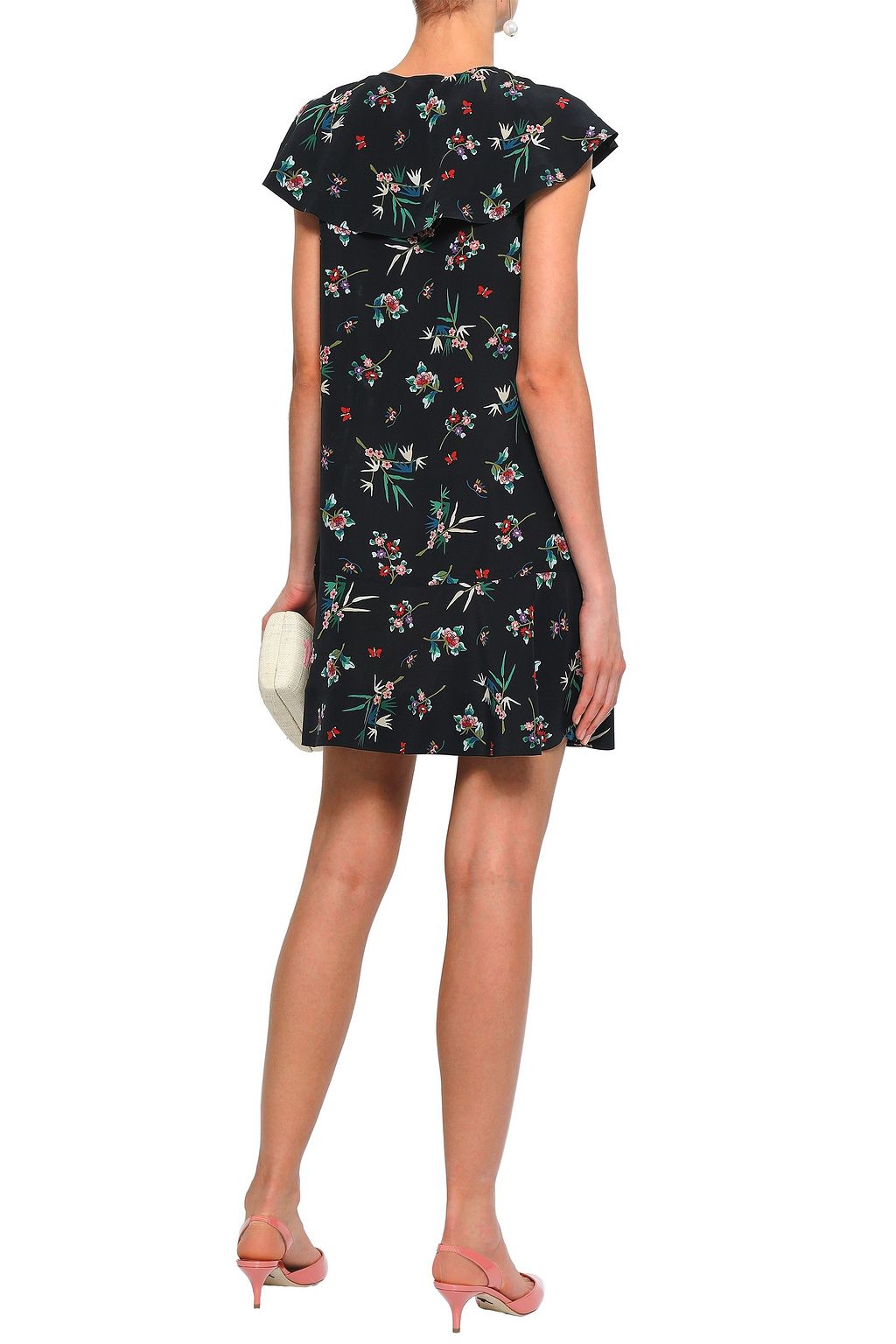 REDVALENTINO Floral-print silk-crepe mini dress