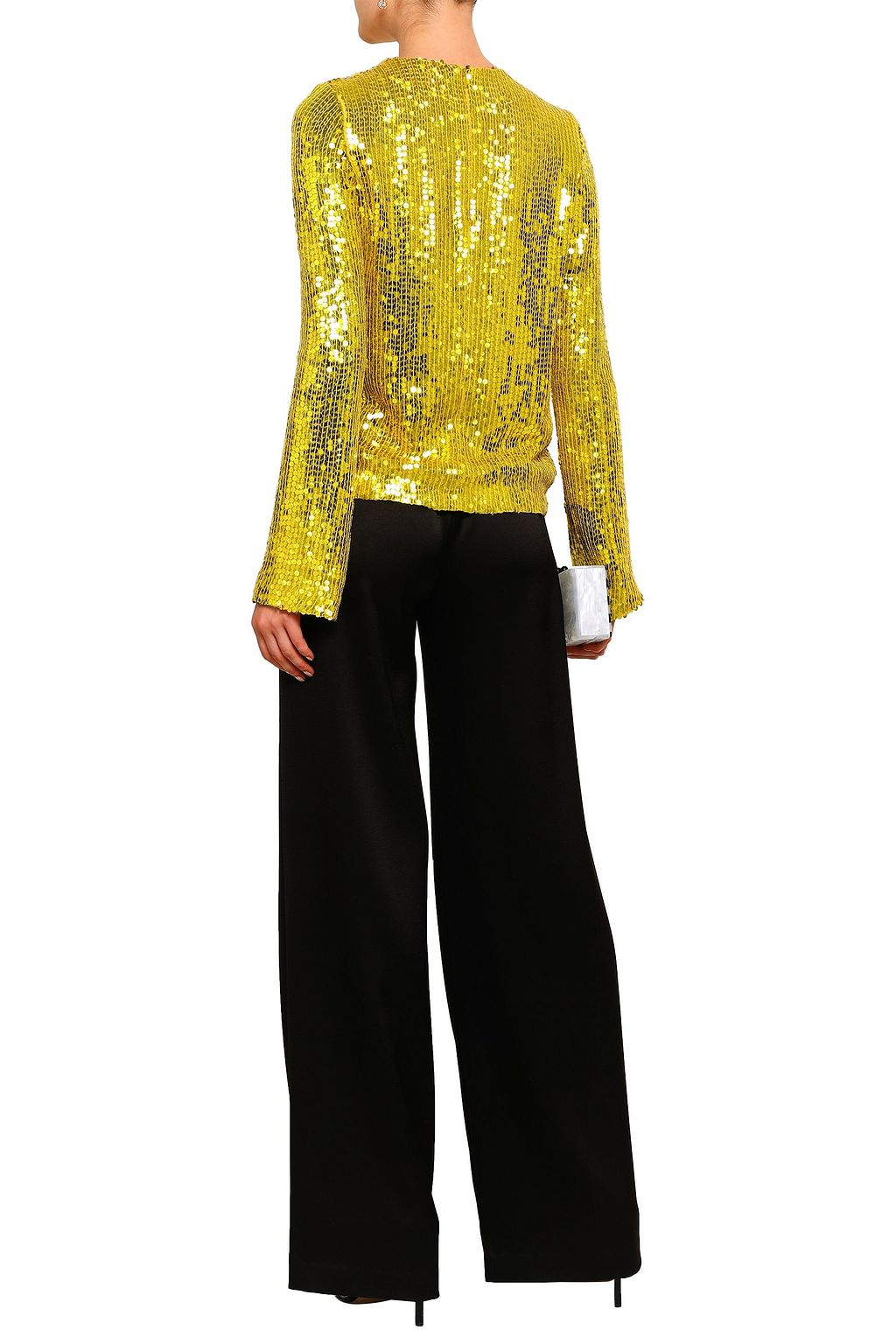 GALVAN  LONDON Clara sequined silk-chiffon top